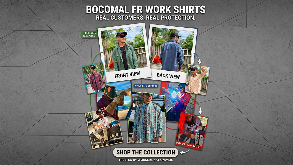 Bocomal FR work shirts shown on workers in the field