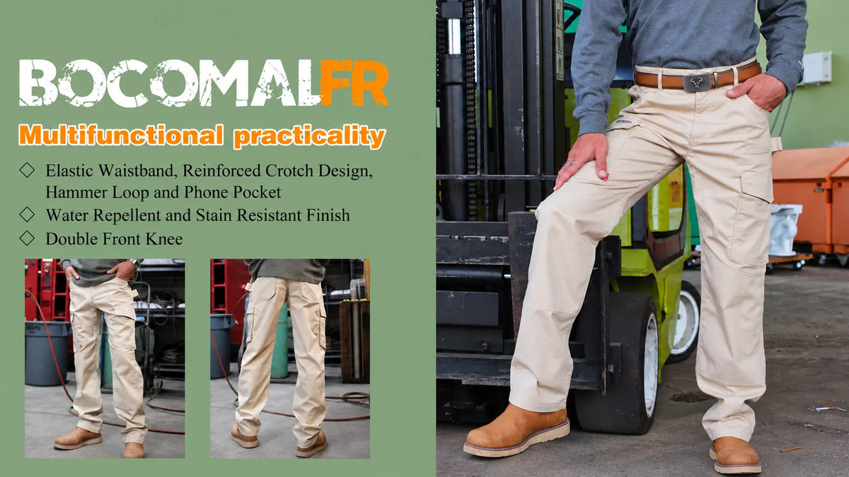 BOCOMAL FR work pants fit and feature comparison