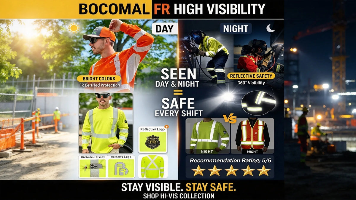 High-visibility FR workwear for day and night use
