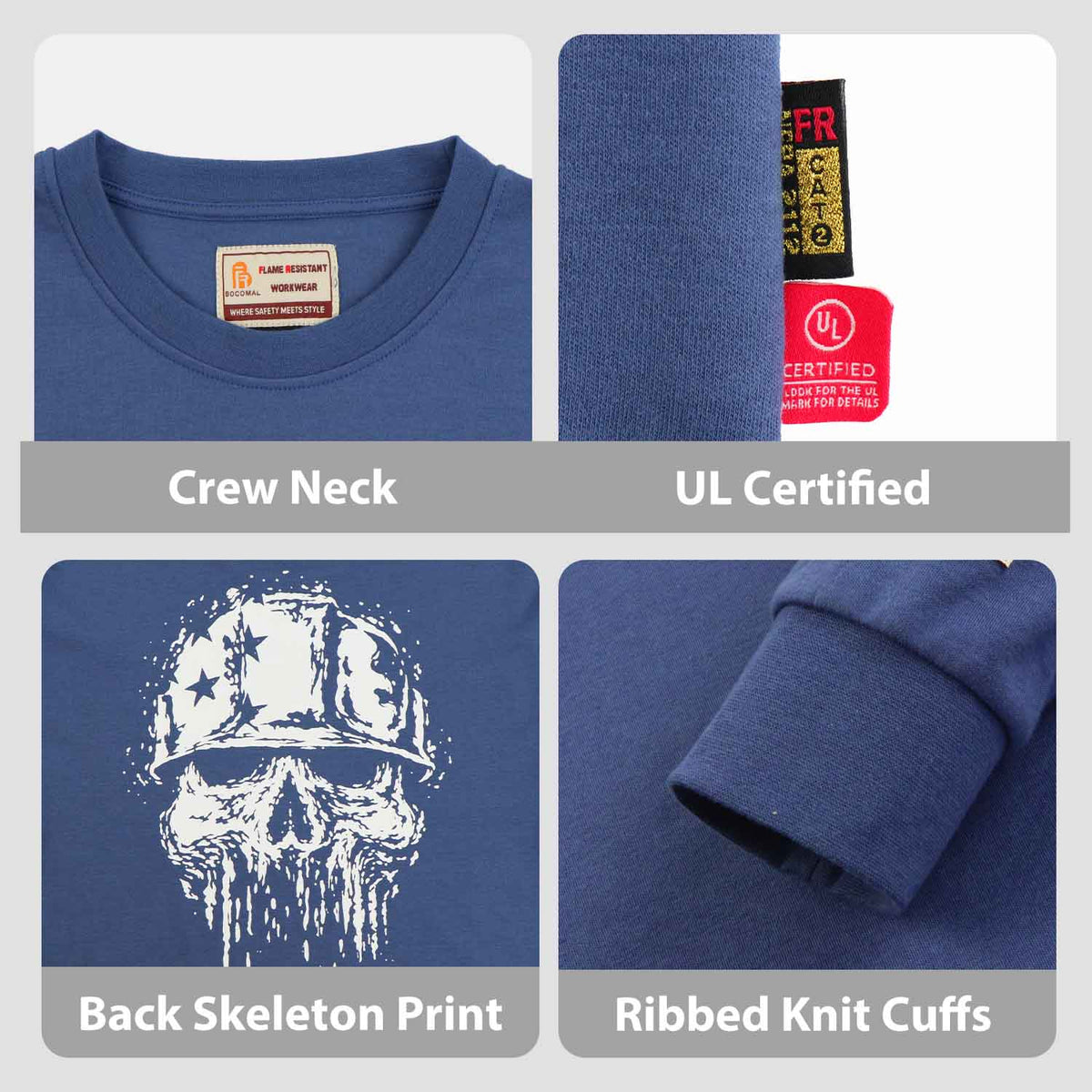 7 oz Midweight Flag/Skull Print Henley FR T-Shirts