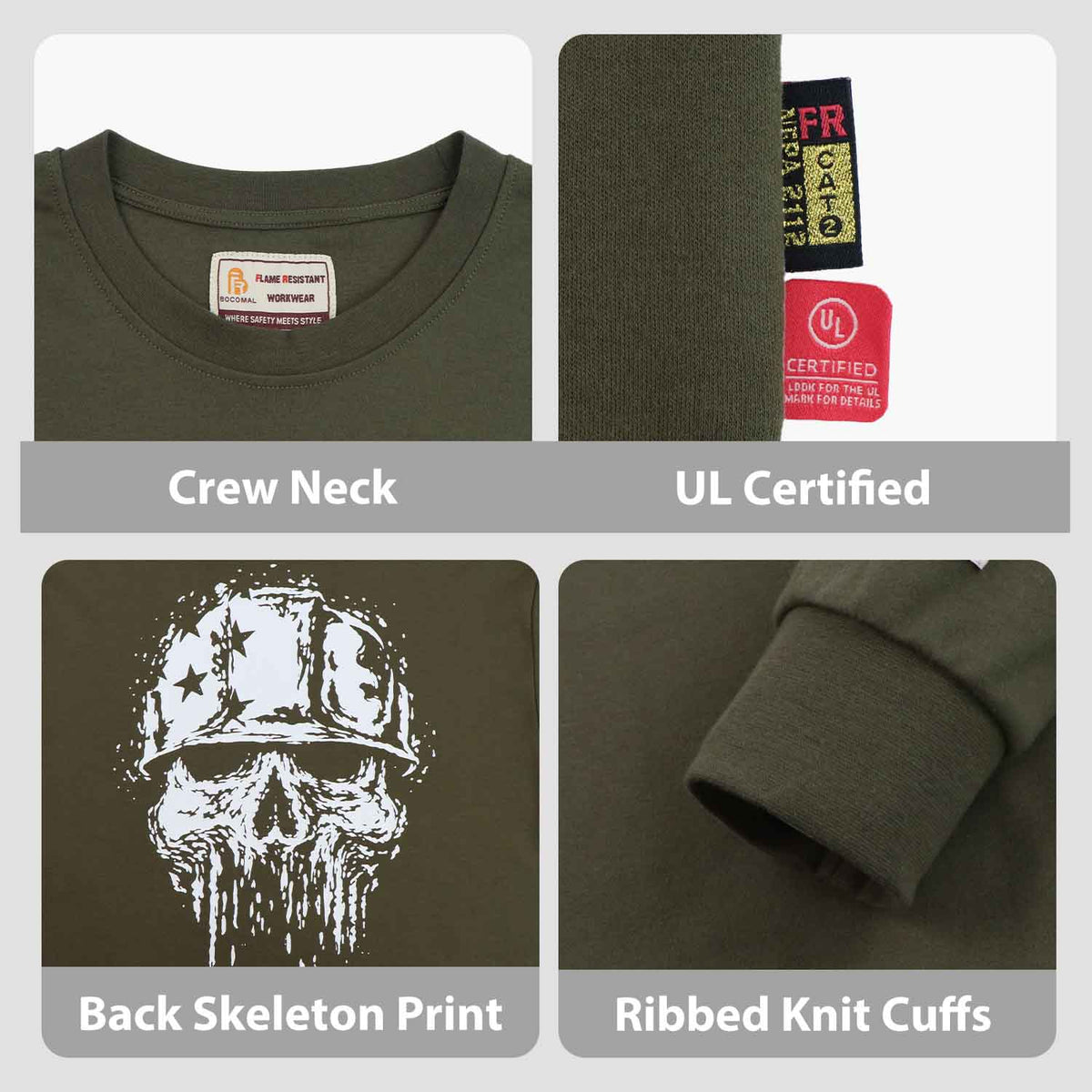 7 oz Midweight Flag/Skull Print Henley FR T-Shirts