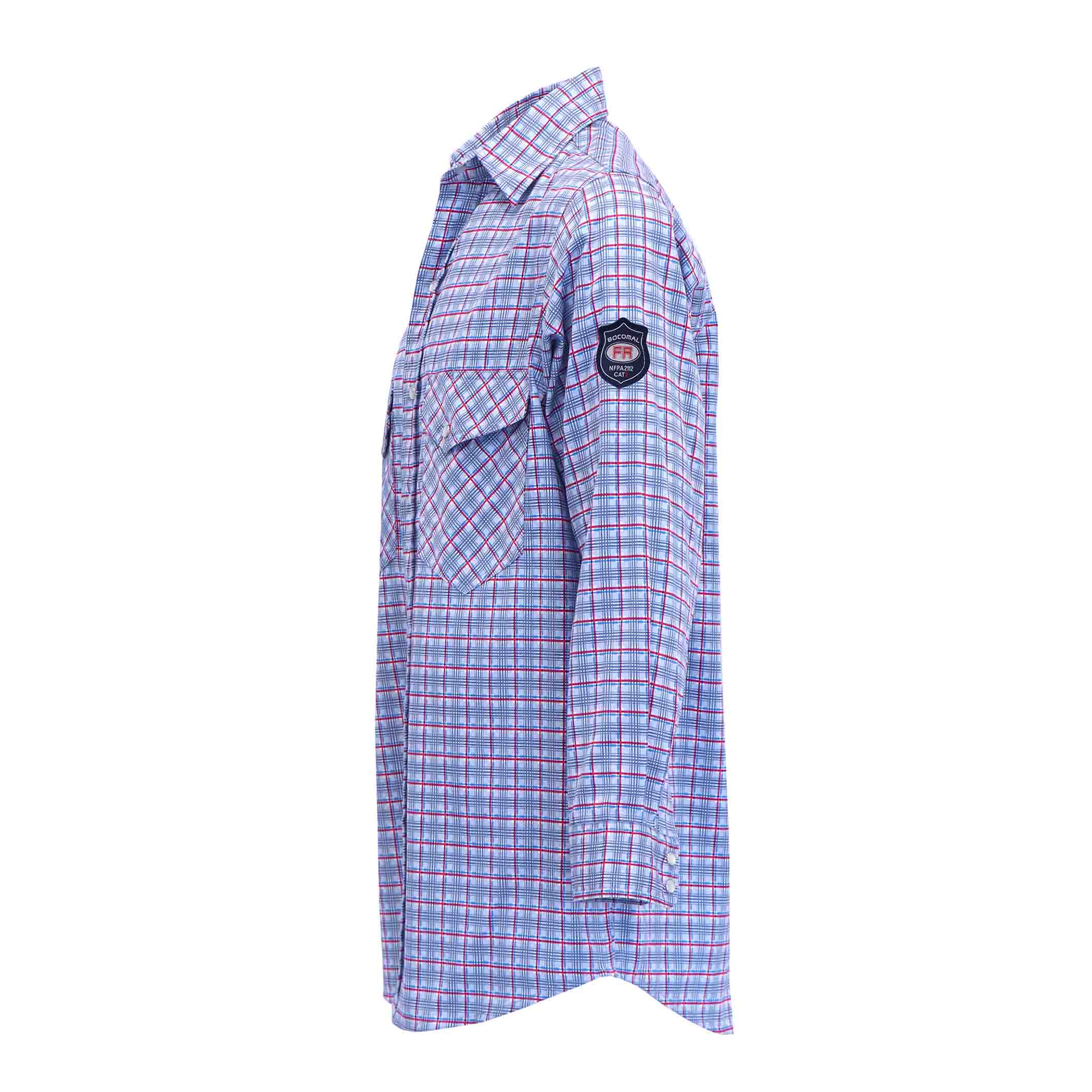 6.5OZ Printed Plaid Shirts With Pearl Snap-0916