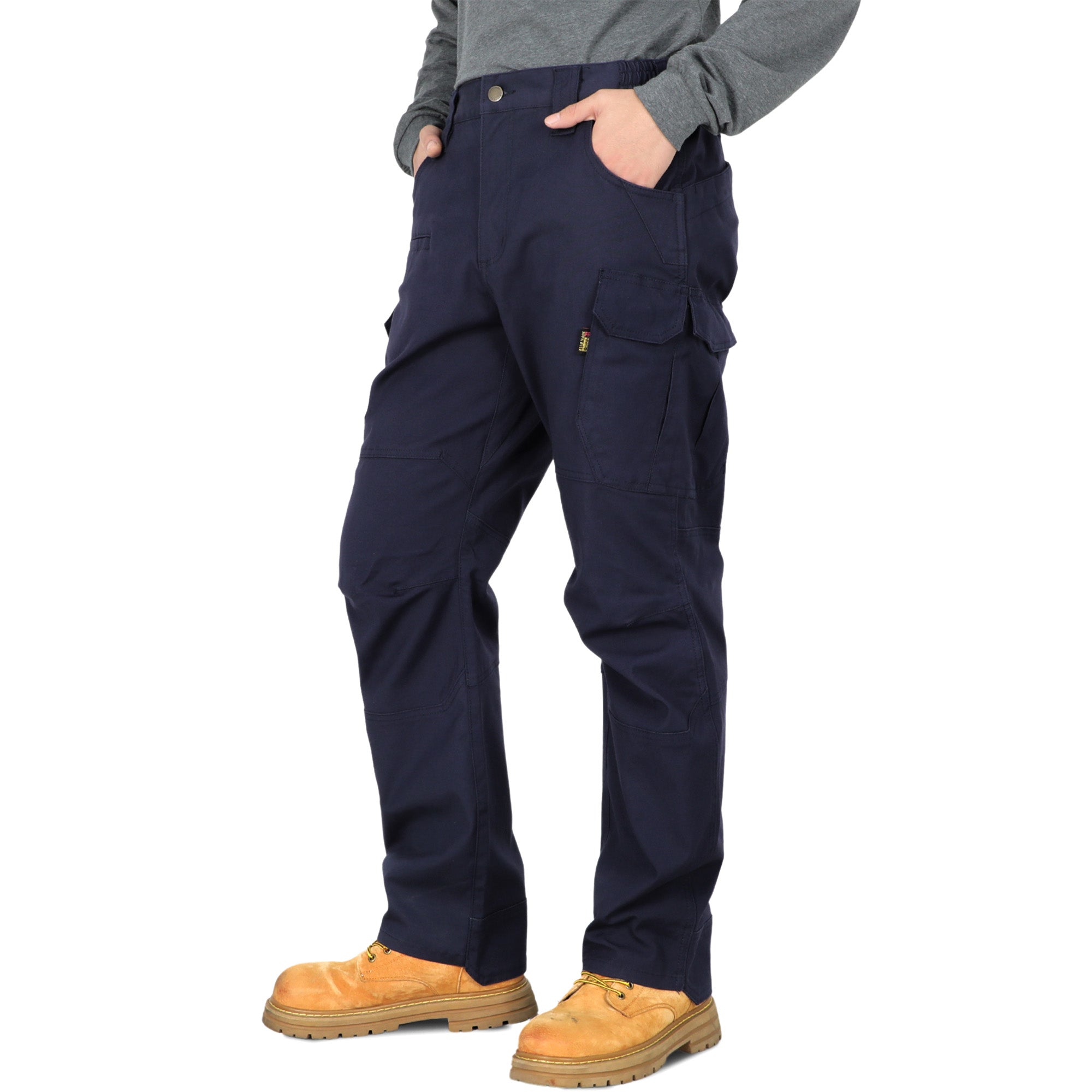 8.5OZ Cargo Pockets Dura-Stretch Rip-Stop Soft Canvas FR Reinforced Work Pants-8432
