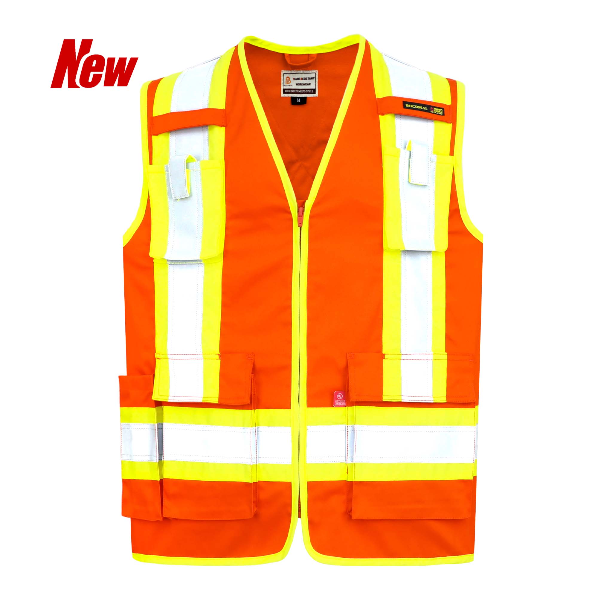 7.5OZ FR Hi Vis Zipper 4”Tape Safety Vest - B901HV