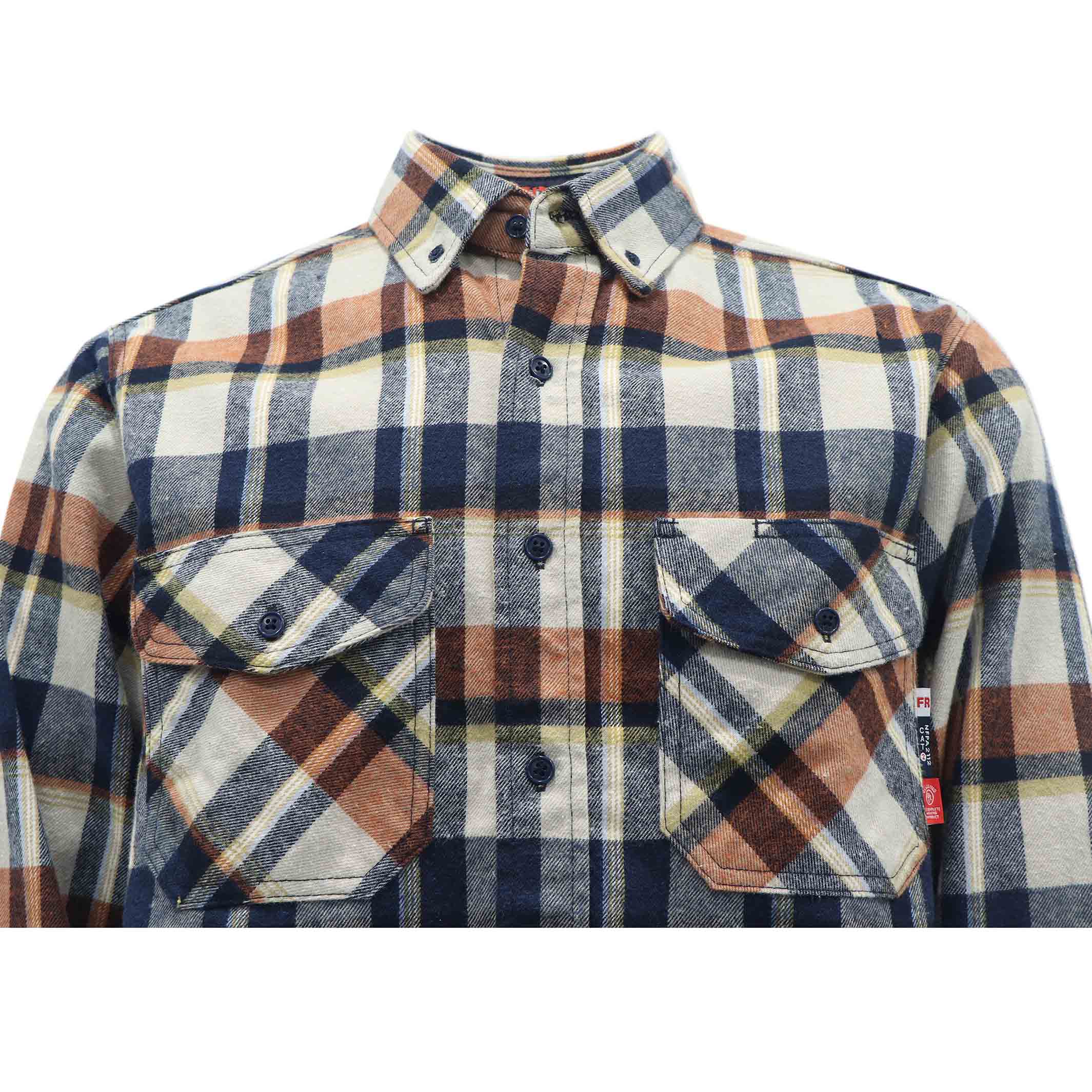 9.5OZ Plaid Flannel Shirts With Button-3818