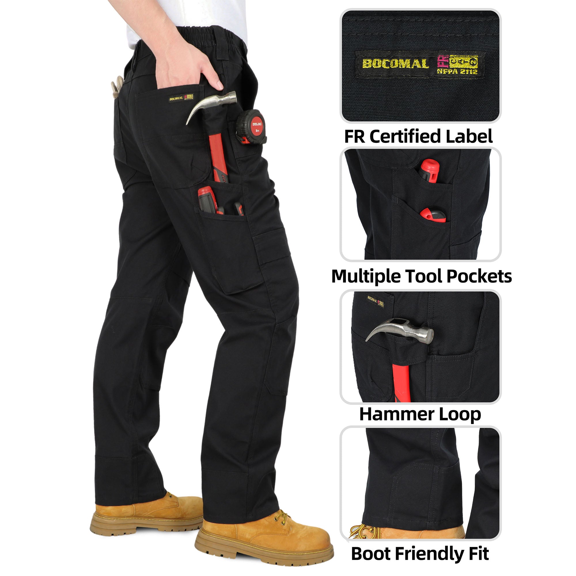 8.5OZ Midweight Relaxed Fit Stretch Canvas Cargo Pants-8632