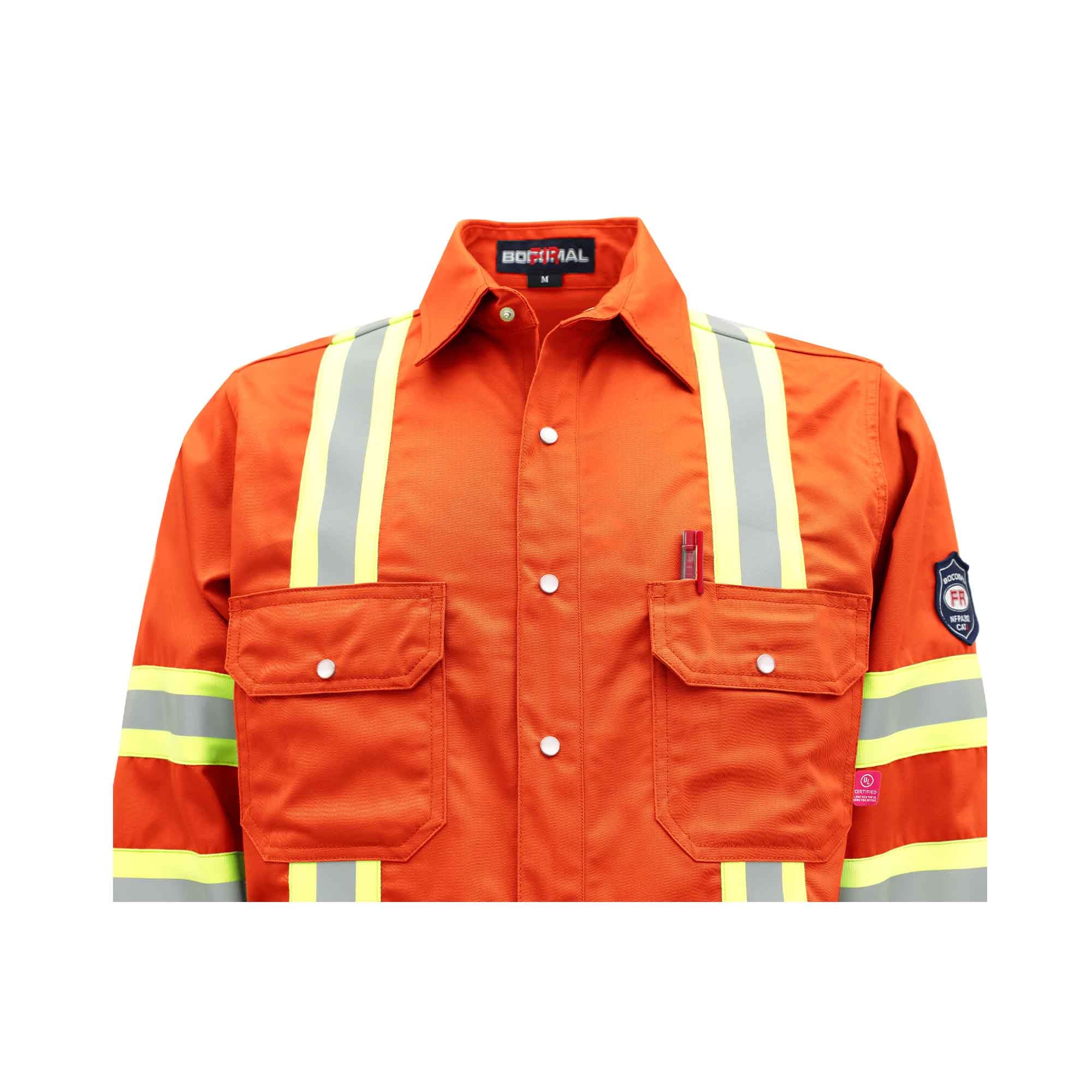 7.5OZ FR Hi Vis Reflective Shirts with Pearl Snap/Type O CLASS 1-0802