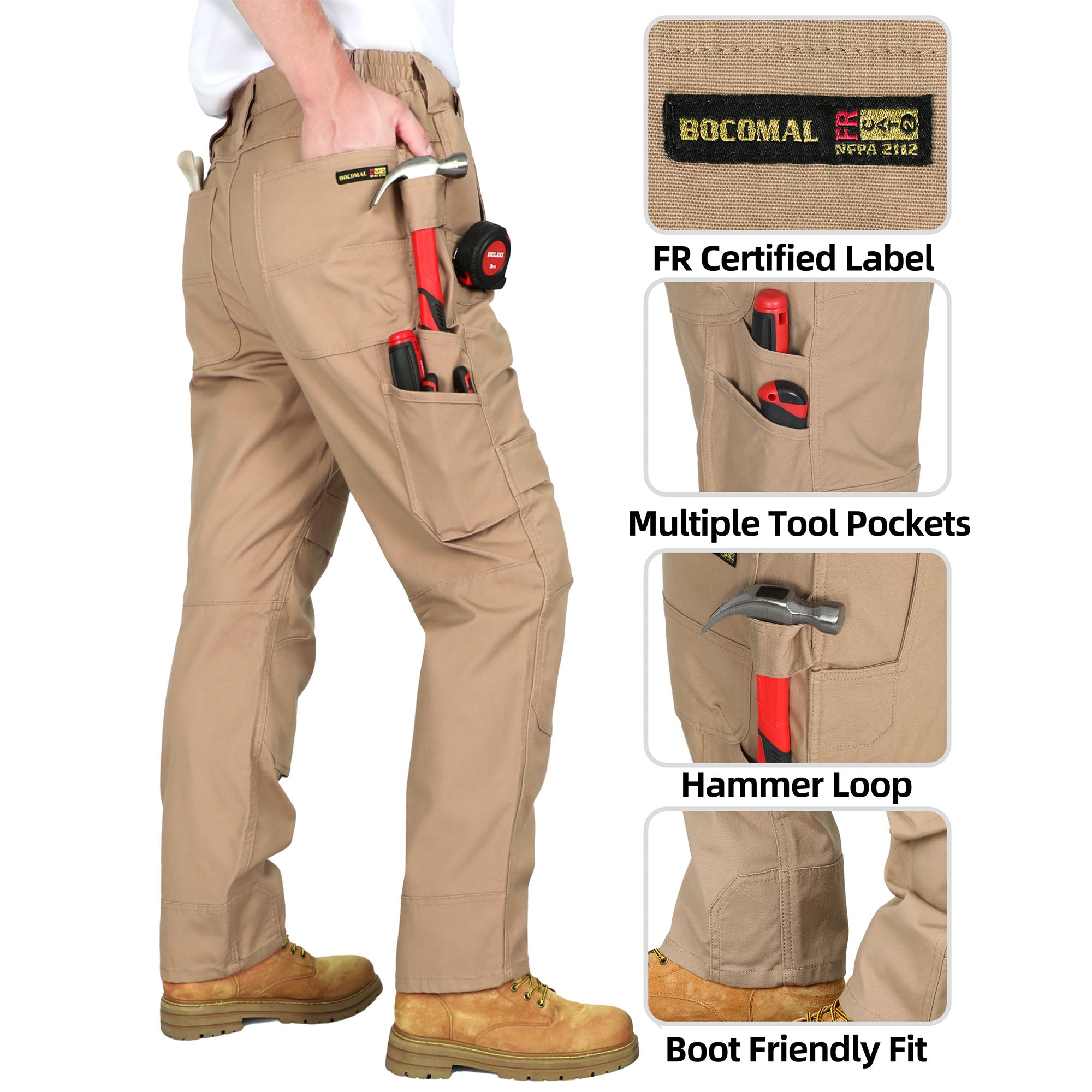 8.5OZ Midweight Relaxed Fit Stretch Canvas Cargo Pants-8632