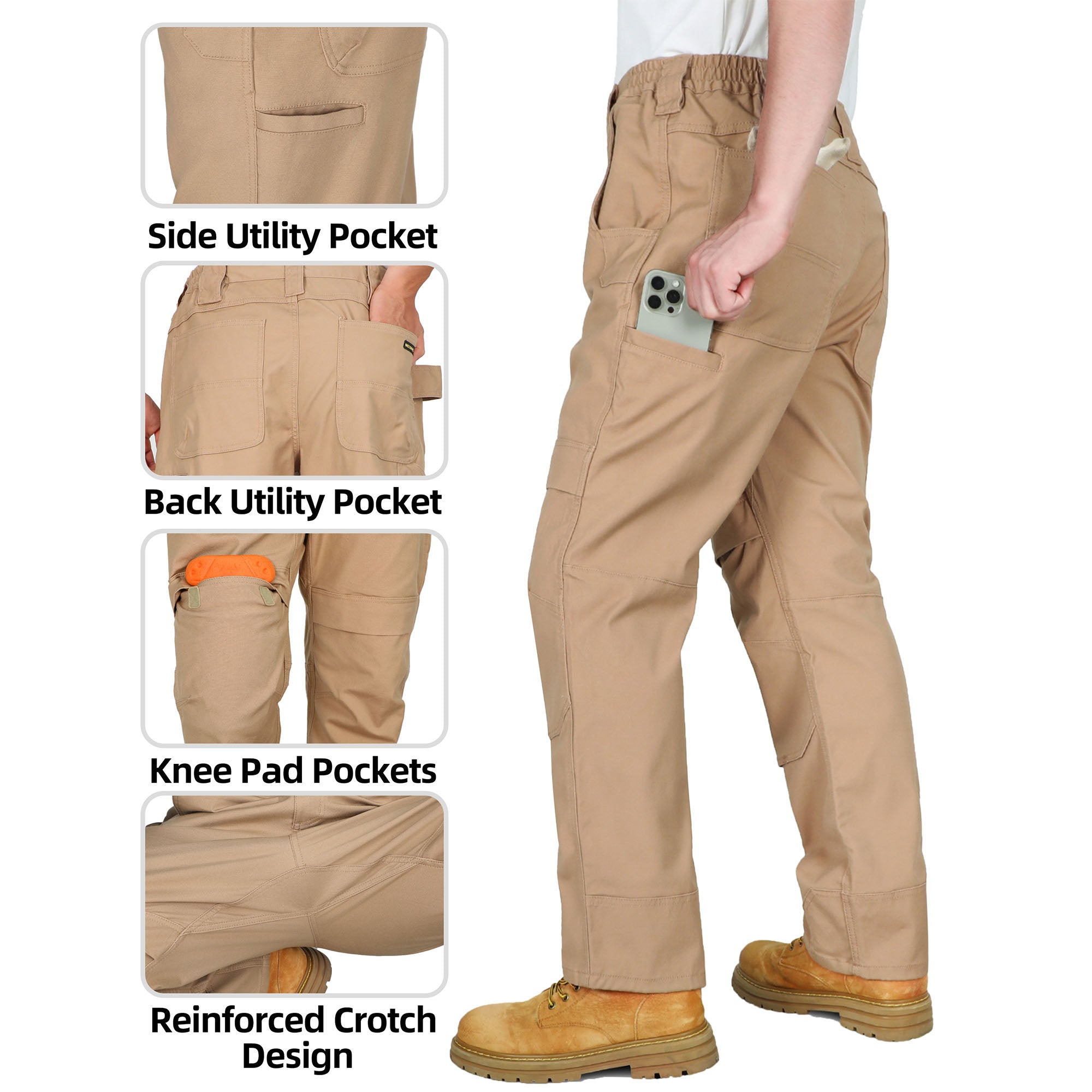 8.5OZ Midweight Relaxed Fit Stretch Canvas Cargo Pants-8632
