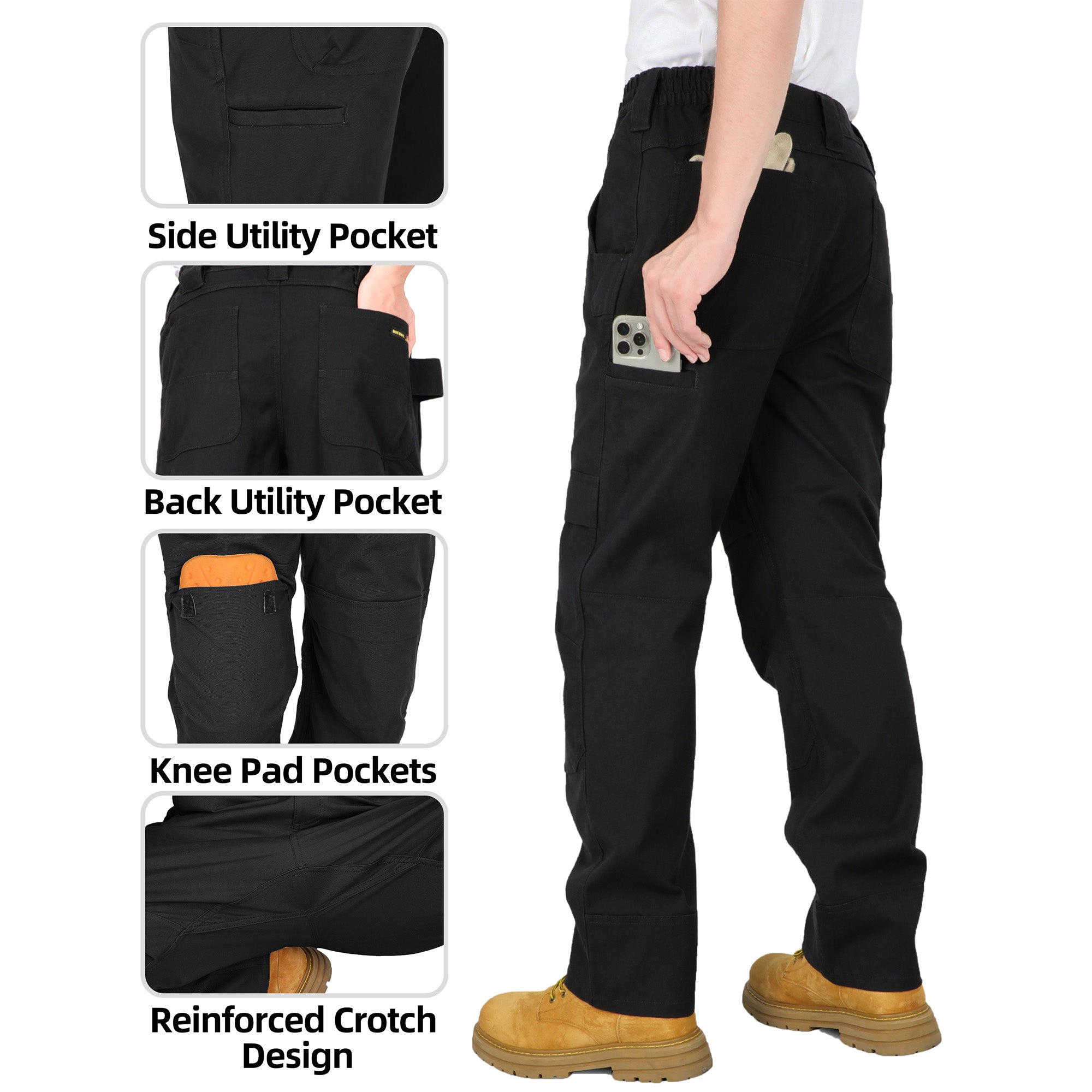 8.5OZ Midweight Relaxed Fit Stretch Canvas Cargo Pants-8632