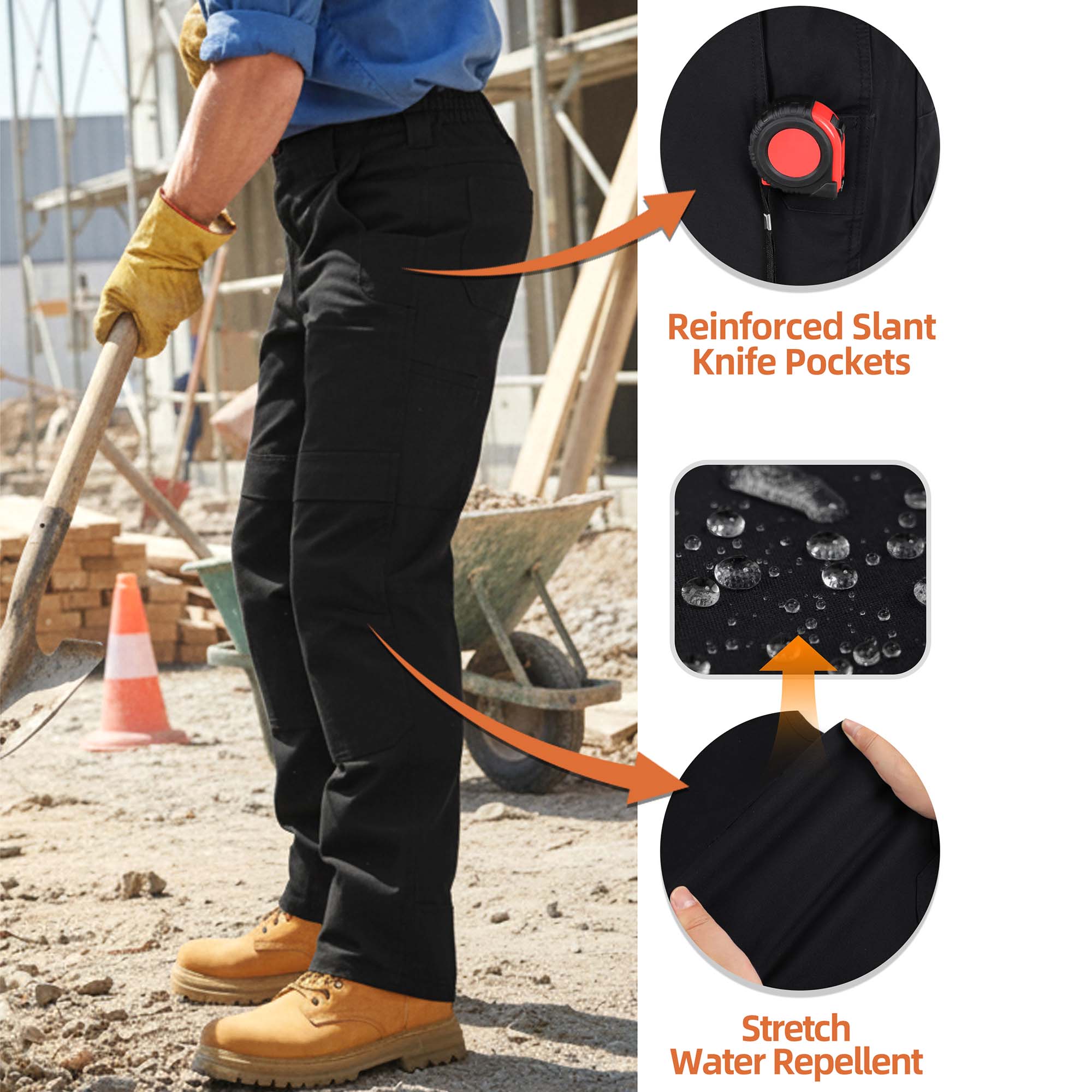 8.5OZ Midweight Relaxed Fit Stretch Canvas Cargo Pants-8632