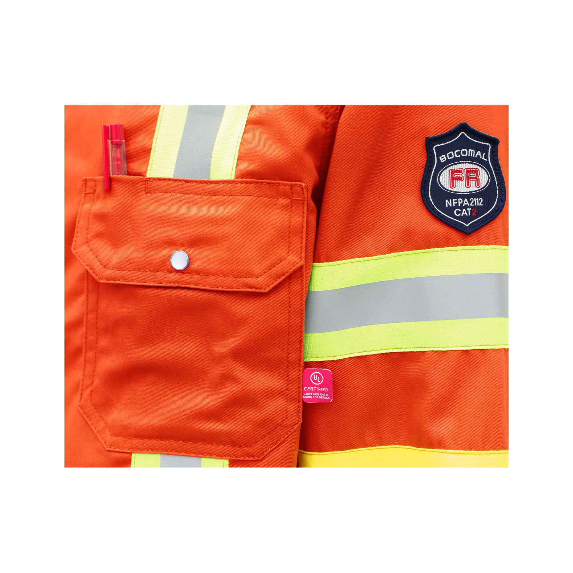 7.5OZ FR Hi Vis Reflective Shirts with Pearl Snap/Type O CLASS 1-0802