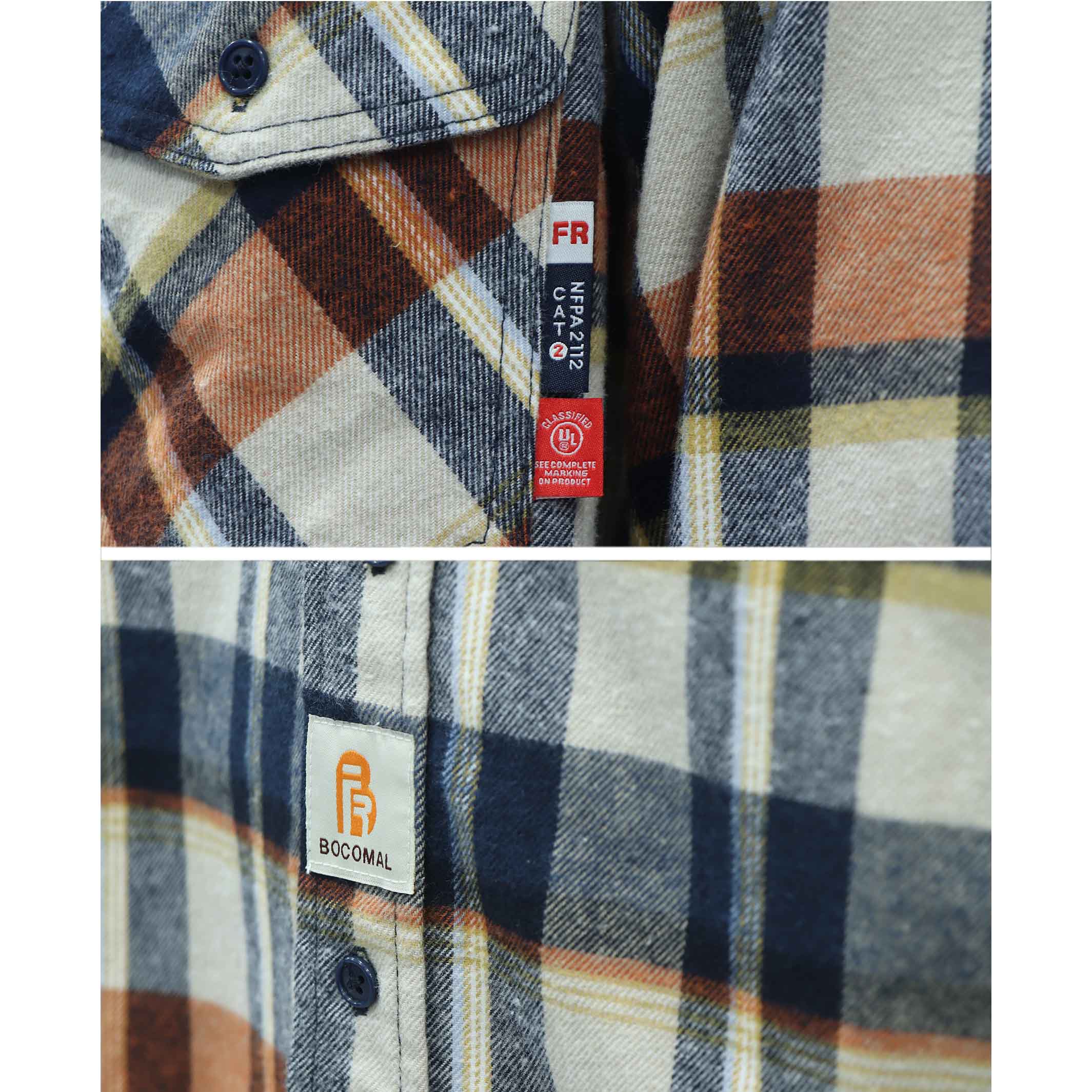 9.5OZ Plaid Flannel Shirts With Button-3818