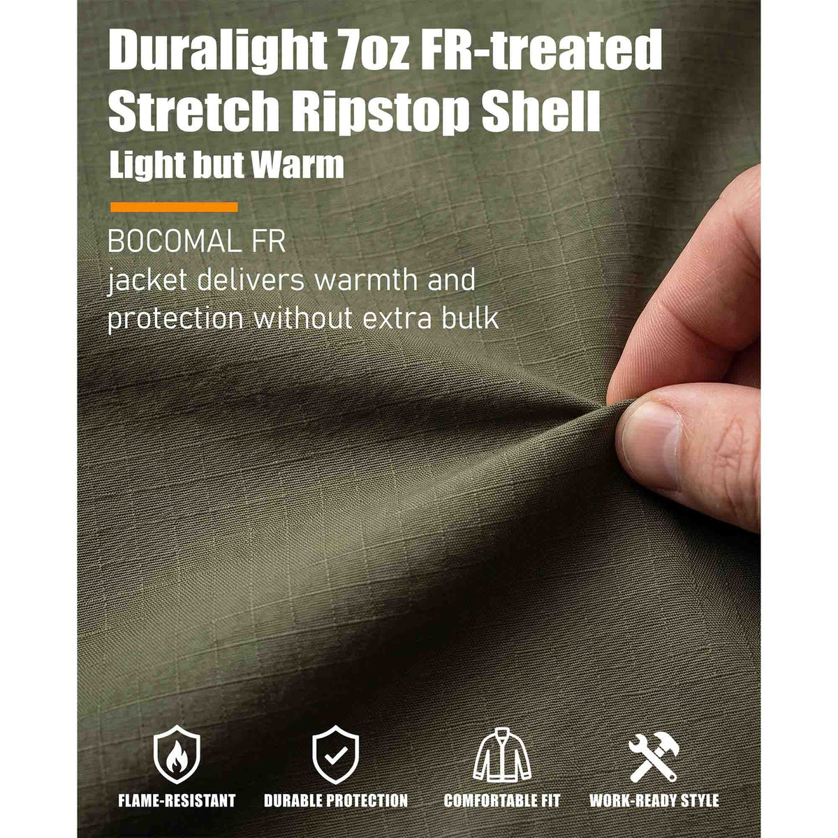 8.5 oz Fleece Lined 7 oz Stretch Windproof Shell FR Jacket
