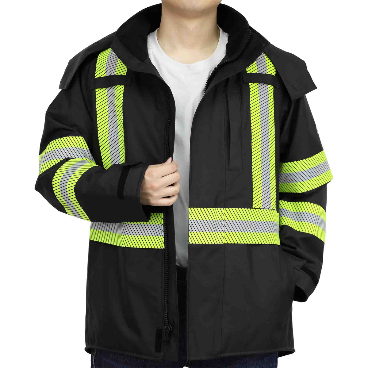 CAT3 FR Winter Rain Jacket, Hi‑Vis Type R Class3 Fleece‑Lined Waterproof Coat