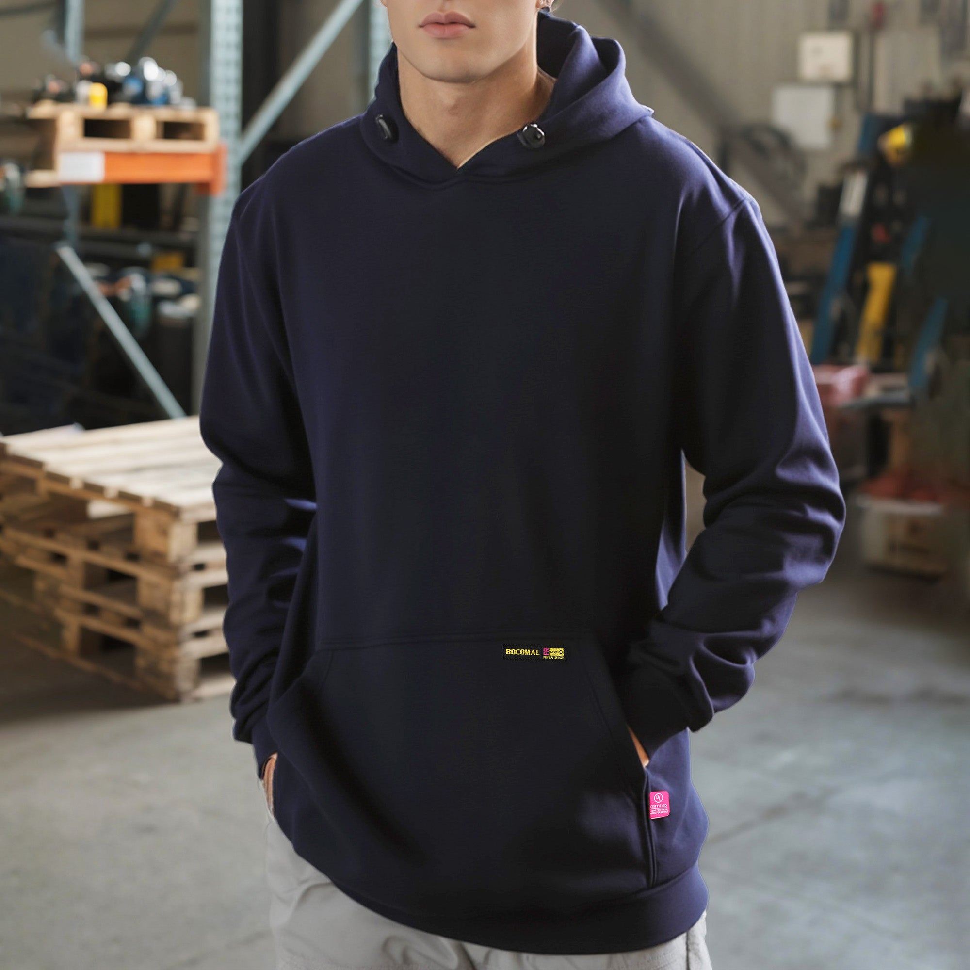 14OZ Heavyweight Cotton Fleece FR Hooded Sweatshirts-2619