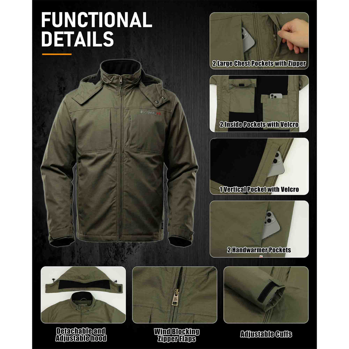 8.5 oz Fleece Lined 7 oz Stretch Windproof Shell FR Jacket