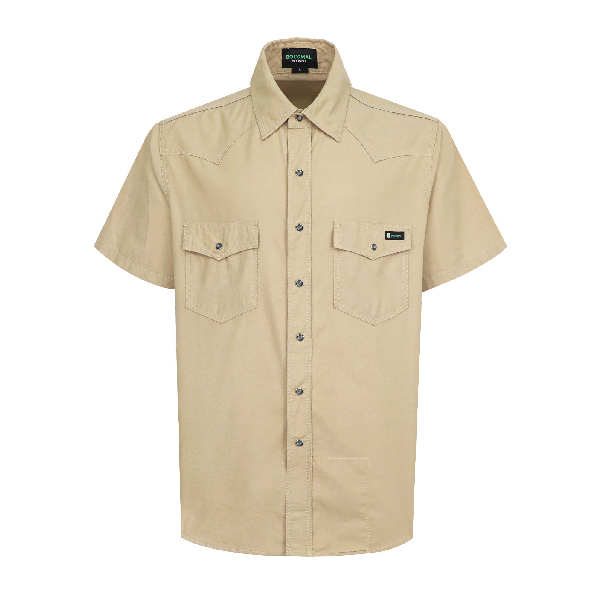 Bocomal Khaki Short Sleeve Work Shirt