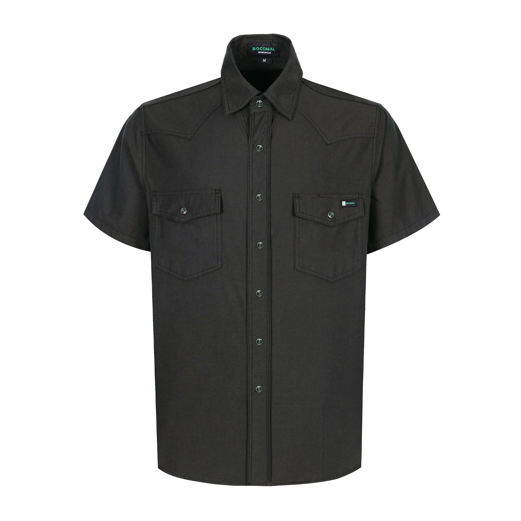 Bocomal Short-Sleeve Gray Work Snap Shirt