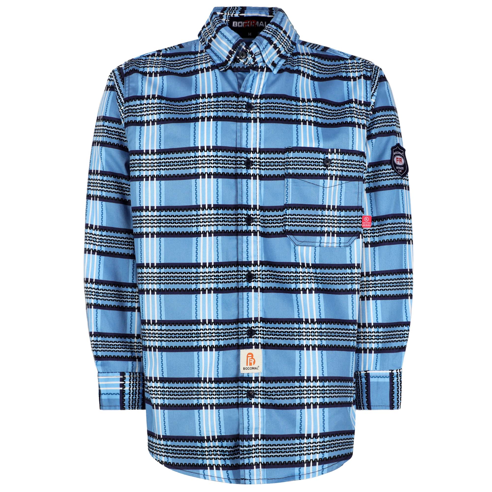 6.5OZ Cotton Button Up Printed Plaid FR Welding Shirts (Final Sale)
