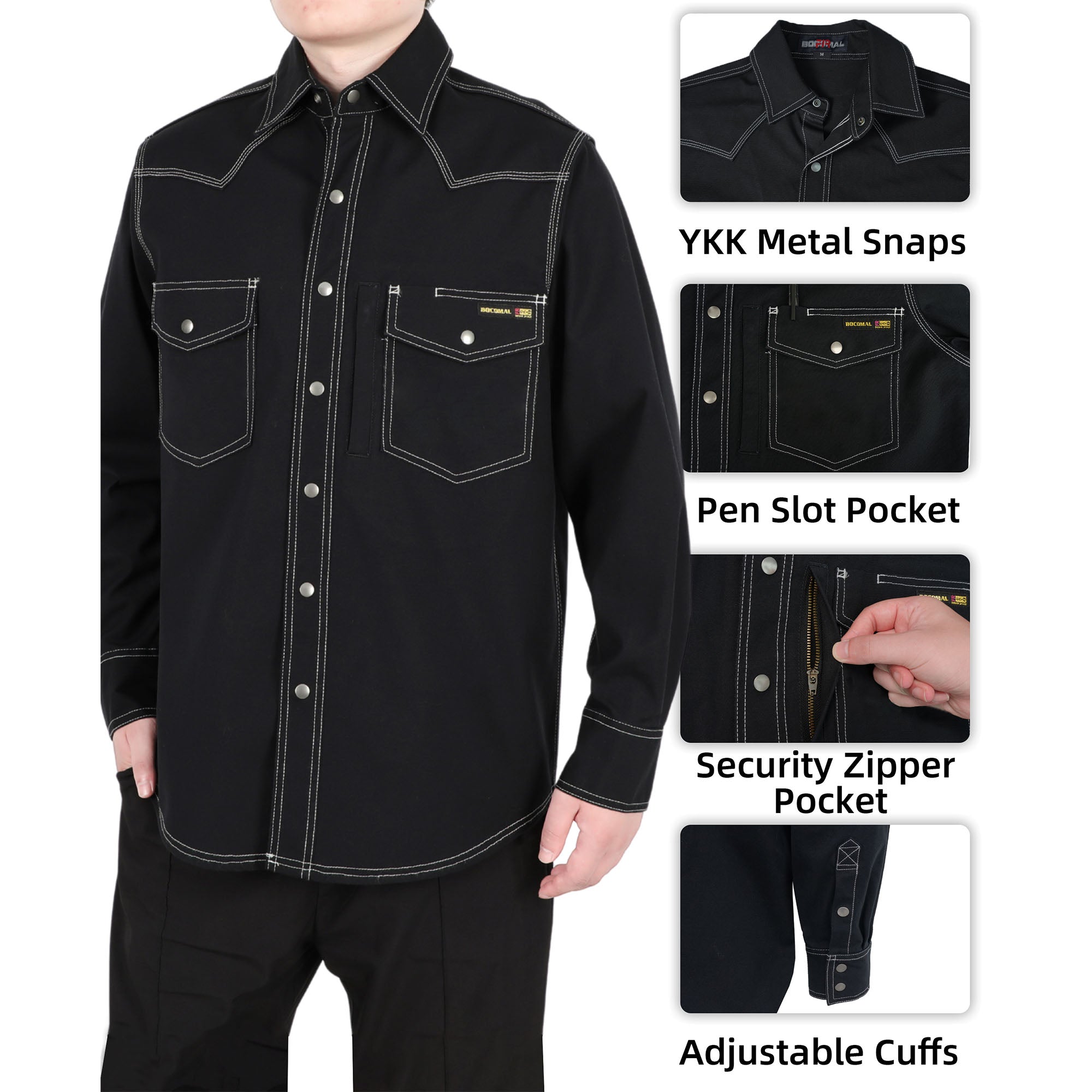 8.5OZ Heavyweight Stretch Canvas FR Welding Shirts-0932