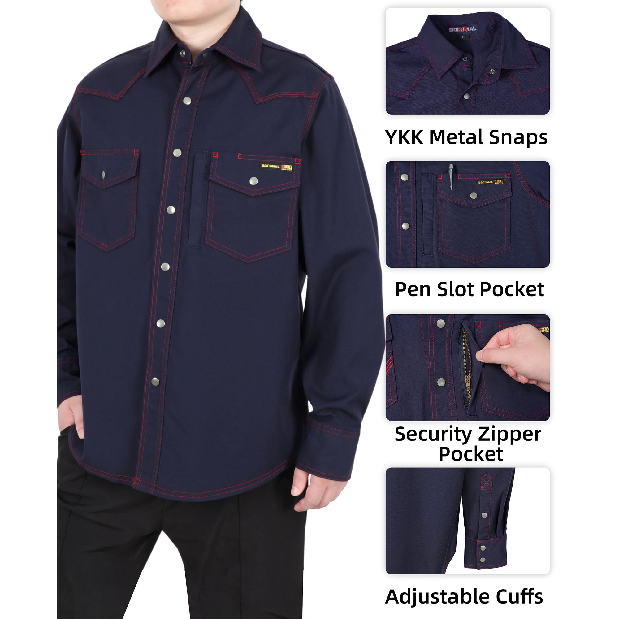 8.5OZ Heavyweight Stretch Canvas FR Welding Shirts-0932