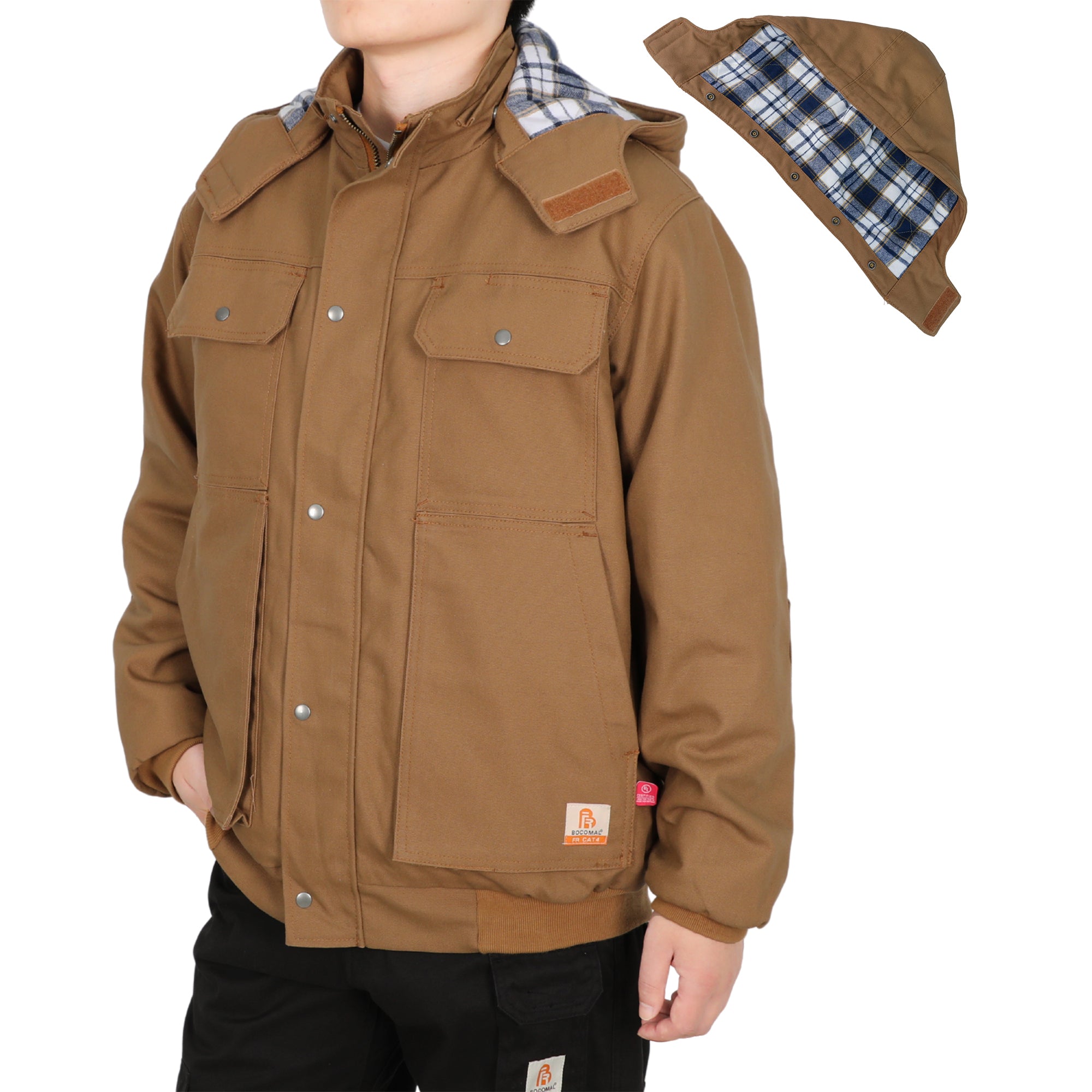FR Jacket Insulated Heavyweight Canvas Flannel Lined,Detachable Hood -8804