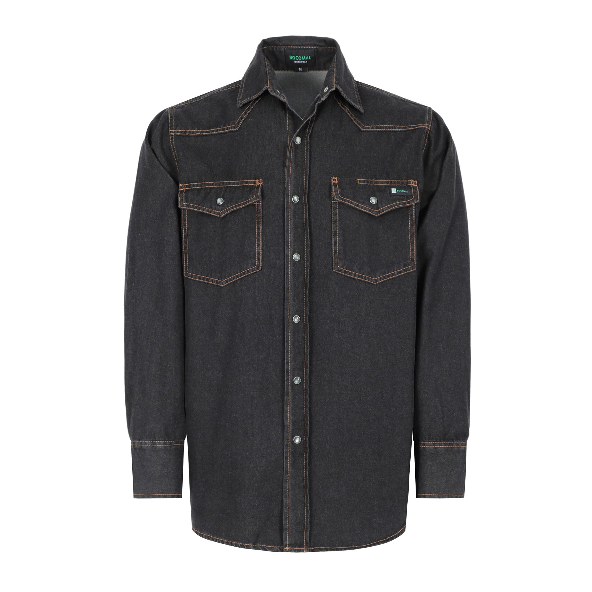 6.5OZ Work Shirts Vintage Washed Lightweight Soft Denim Pearl Snap Down-Relaxed Fit (Non FR)-0930