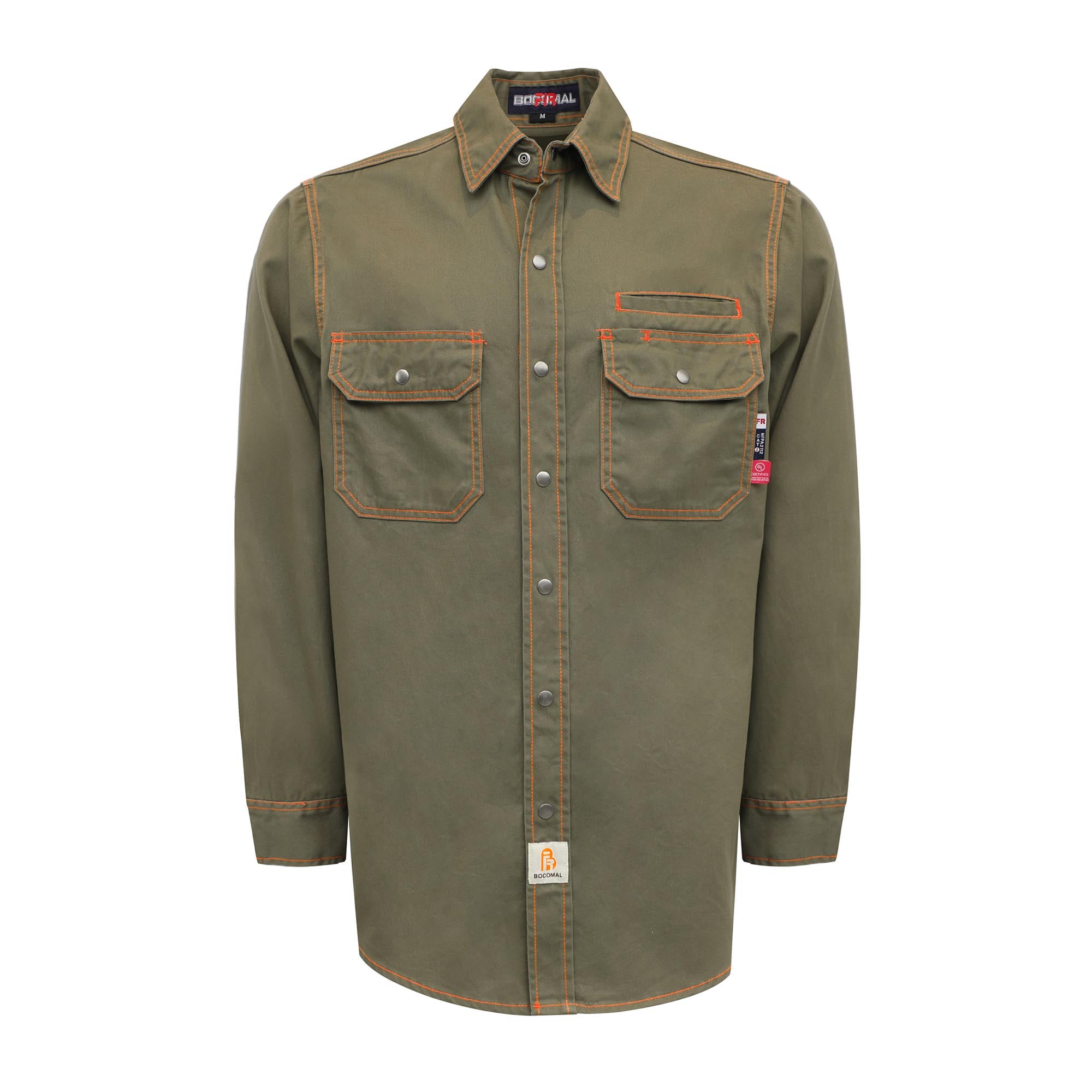 7.5OZ Solid Color  Shirts With Metal Button/Decorative Thread -3701