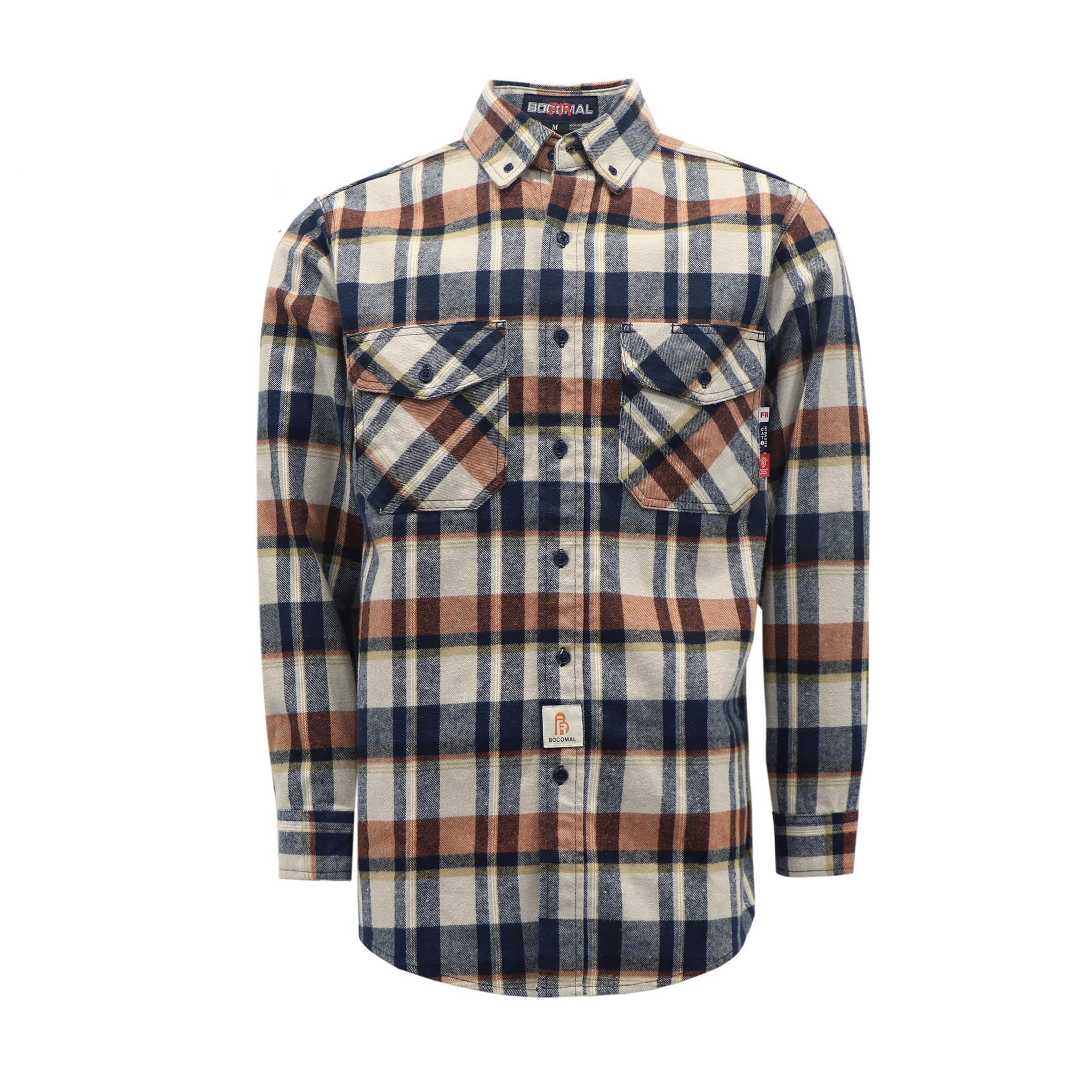 9.5OZ Plaid Flannel Shirts With Button-3818