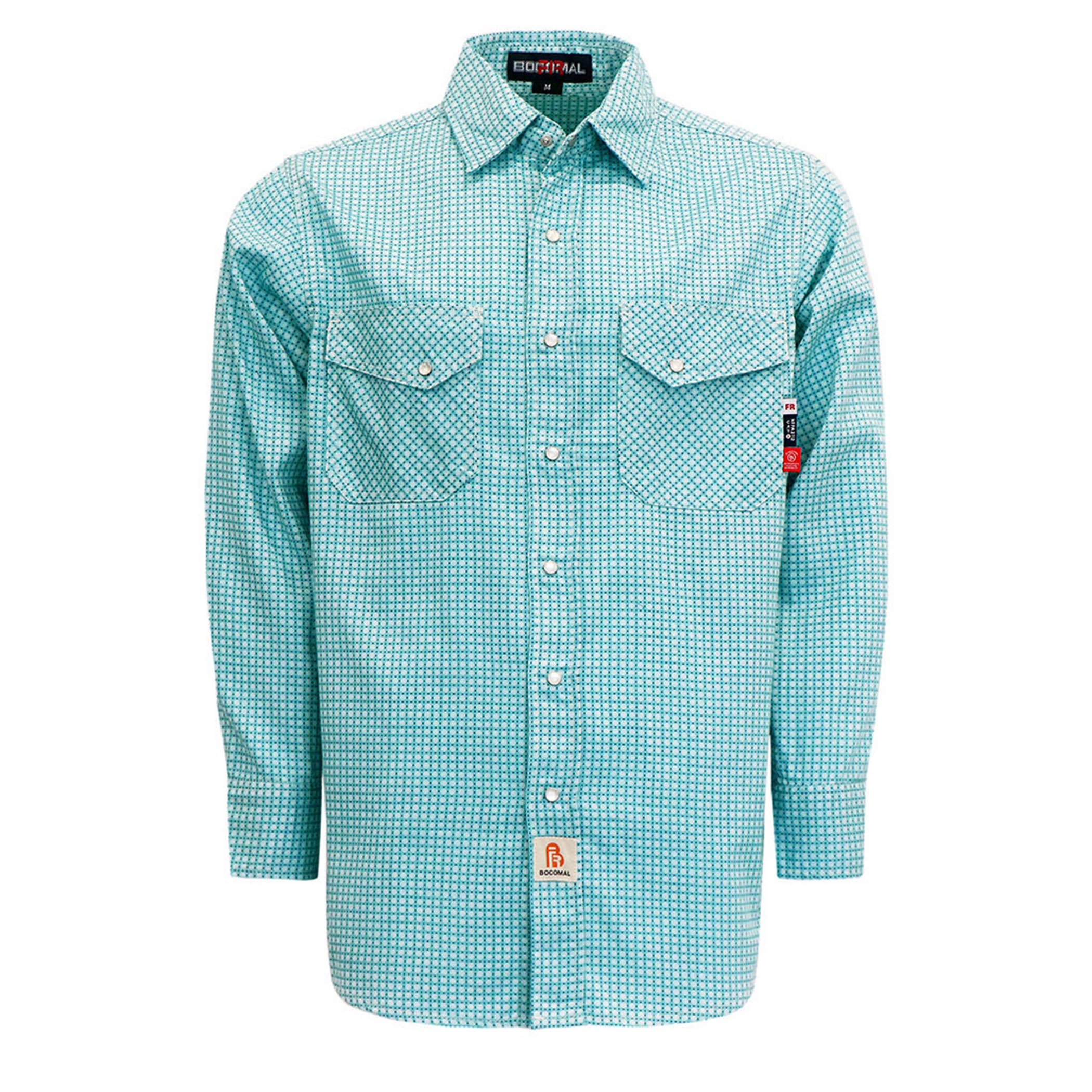 6.5OZ Printed Plaid Shirts With Pearl Snap (Final Sale)-3916