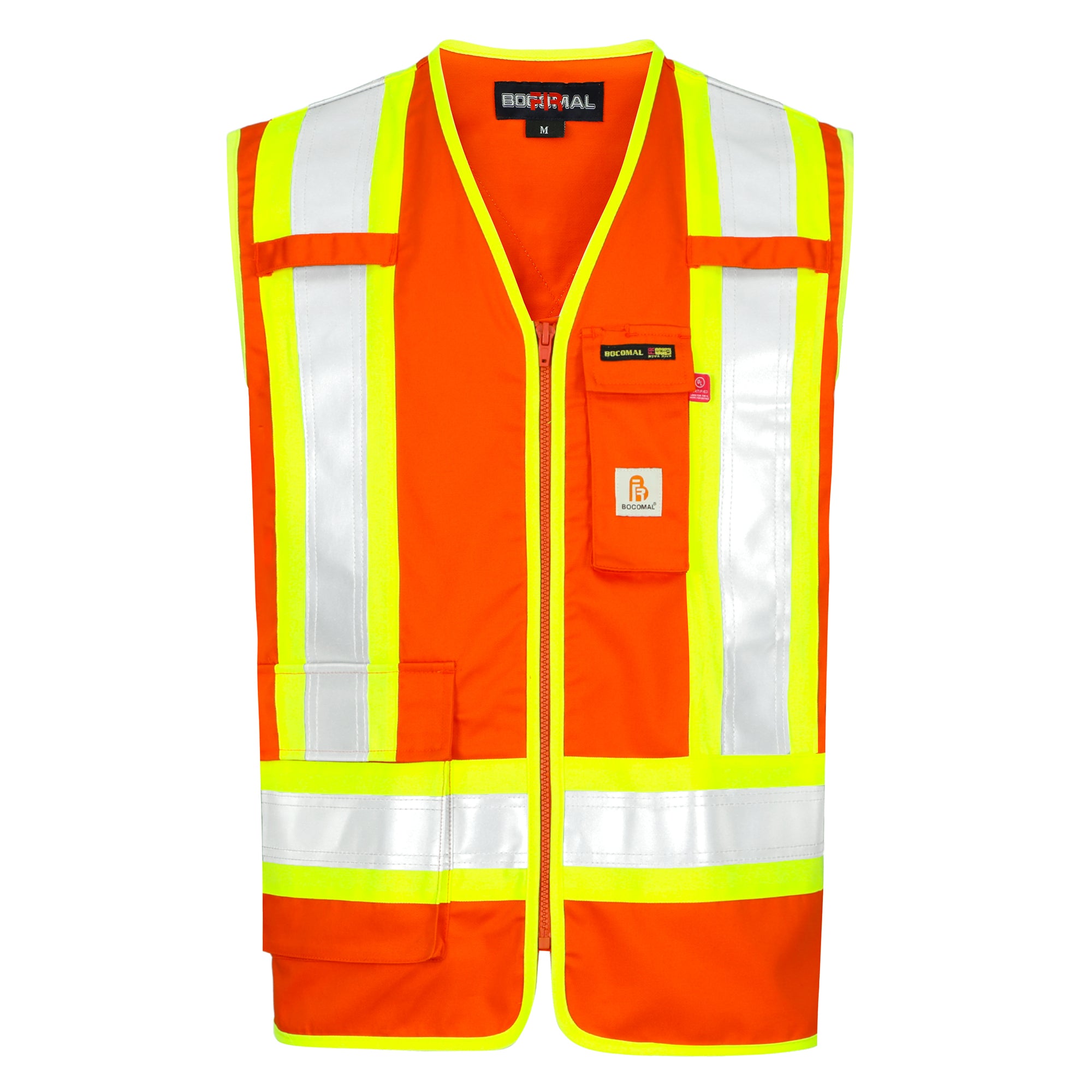 7.5OZ 4”Tape Hi Vis FR Zipper Vest-3402HV
