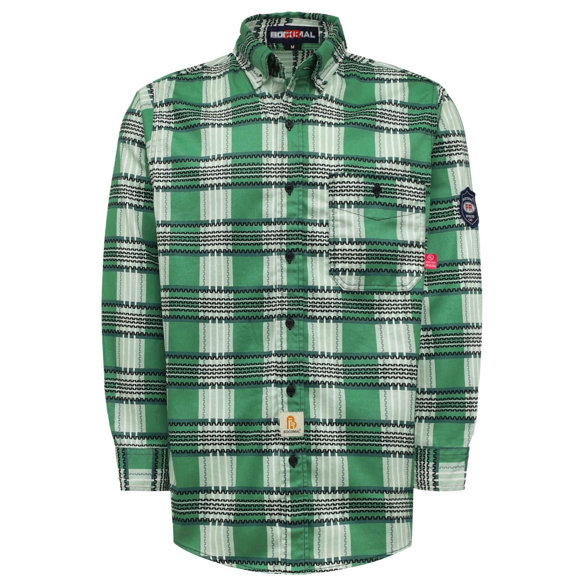 6.5OZ Cotton Button Up Printed Plaid FR Welding Shirts (Final Sale)