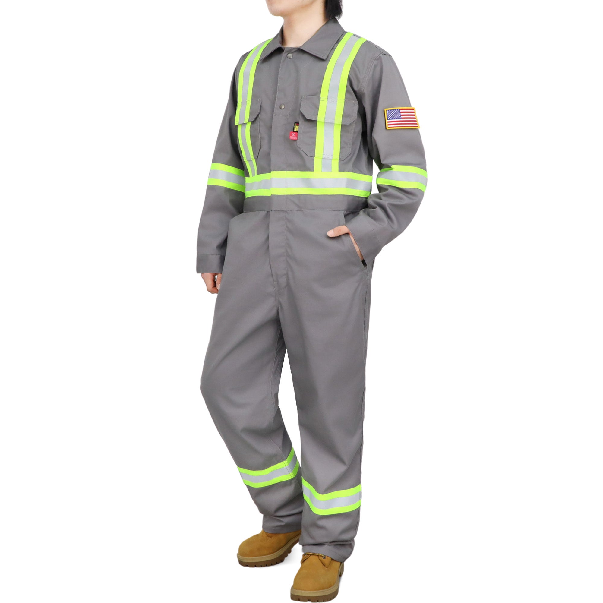 7.5OZ Cotton Twill FR Hi Vis Work Coverall - 2401HV