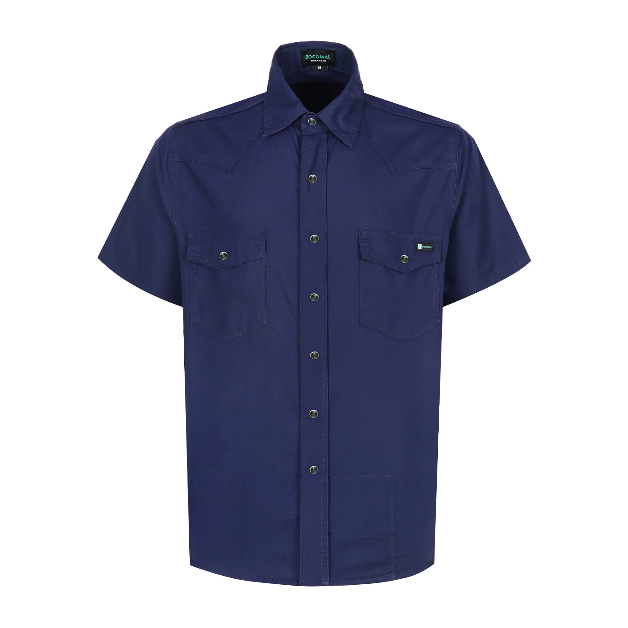 Bocomal Men's Navy Short Sleeve Work Shirt