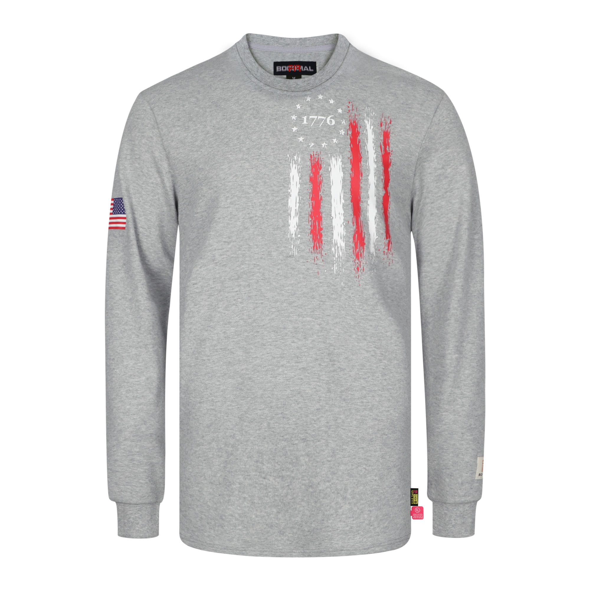 7OZ Midweight FR Flag/Skull Print Henley T-Shirts -D1203-002