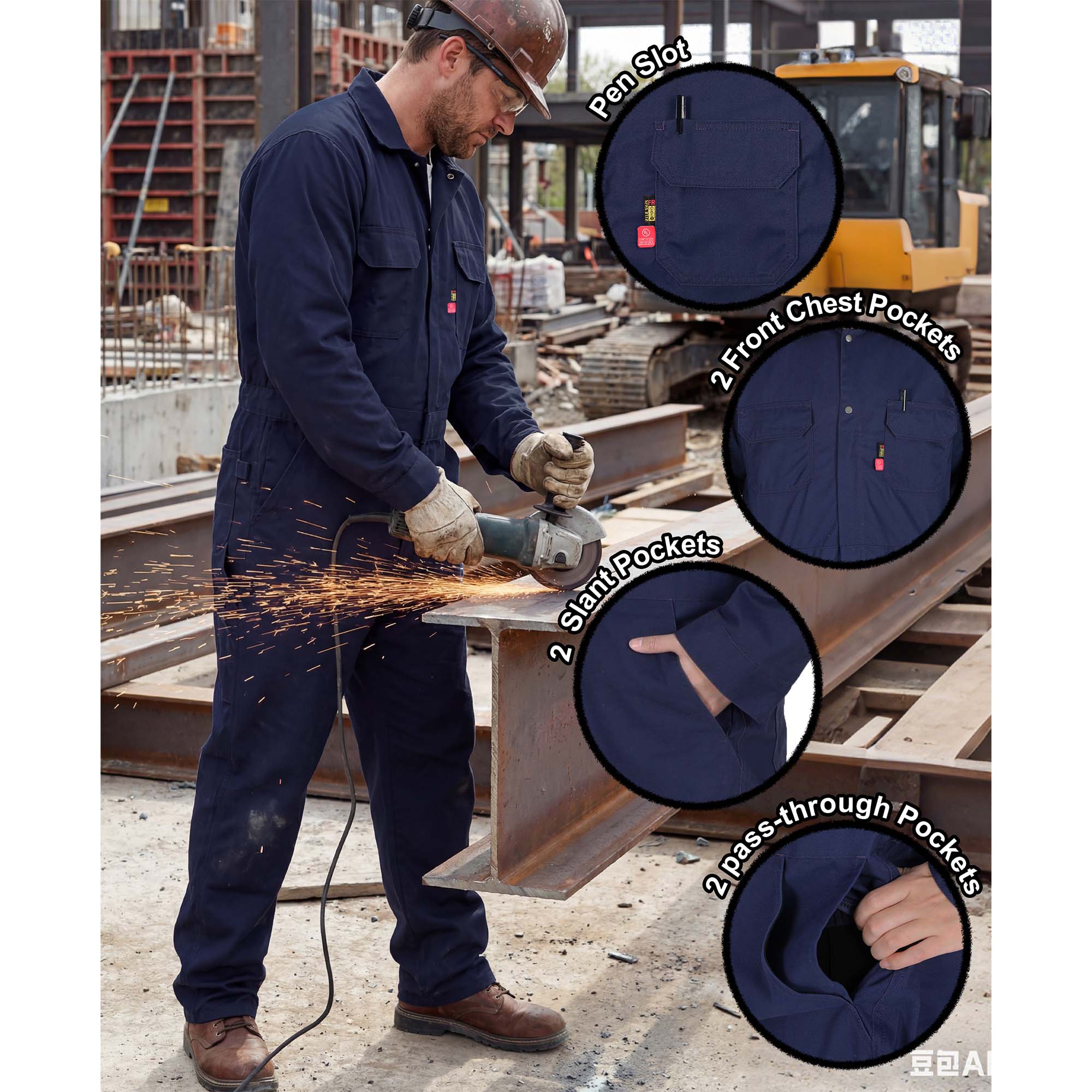 7.5OZ Cotton Twill FR Work Coverall - 2401