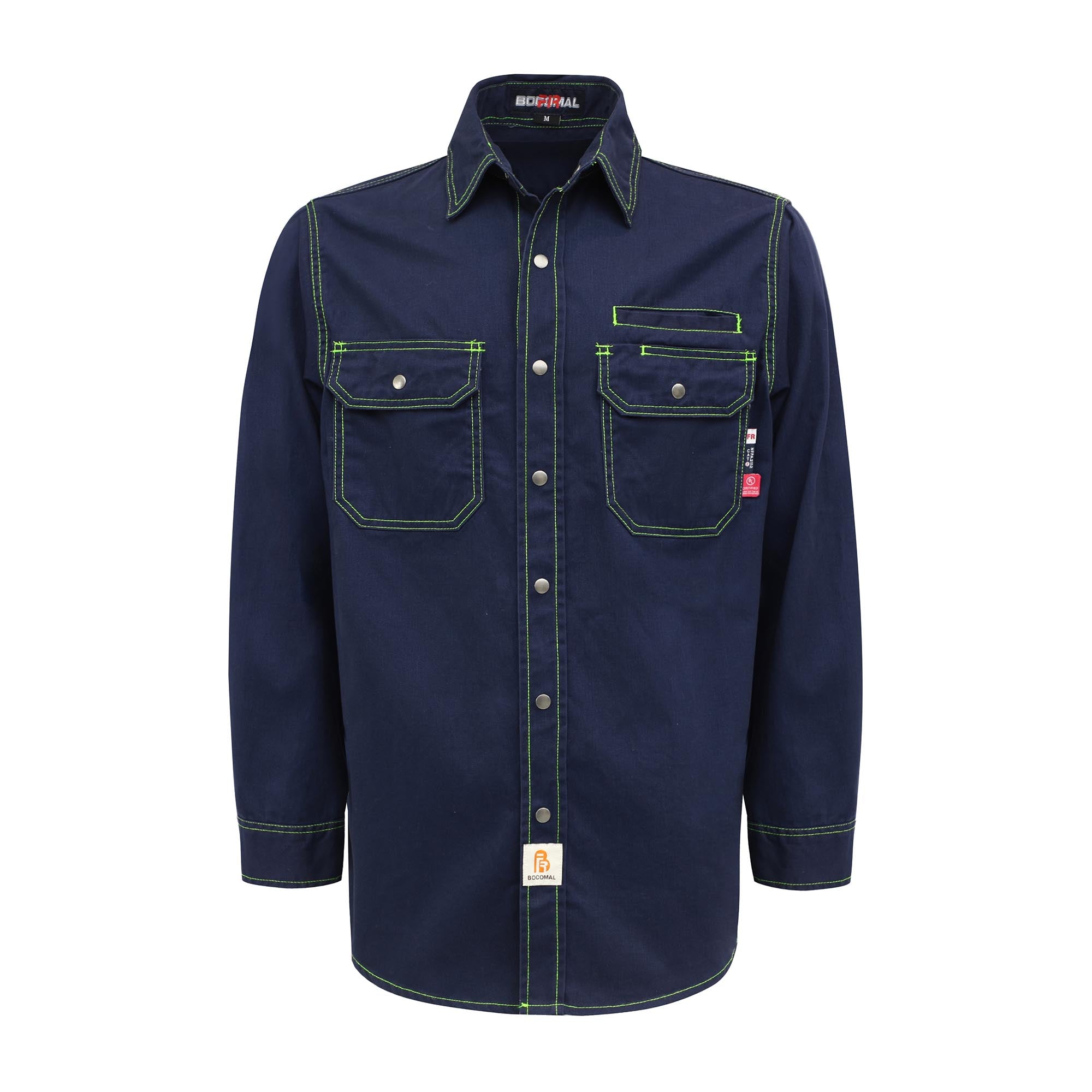 7.5OZ Solid Color  Shirts With Metal Button/Decorative Thread -3701