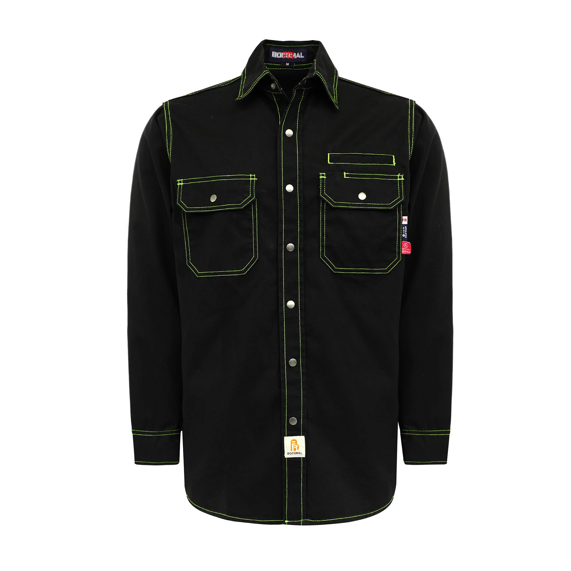7.5OZ Solid Color  Shirts With Metal Button/Decorative Thread -3701