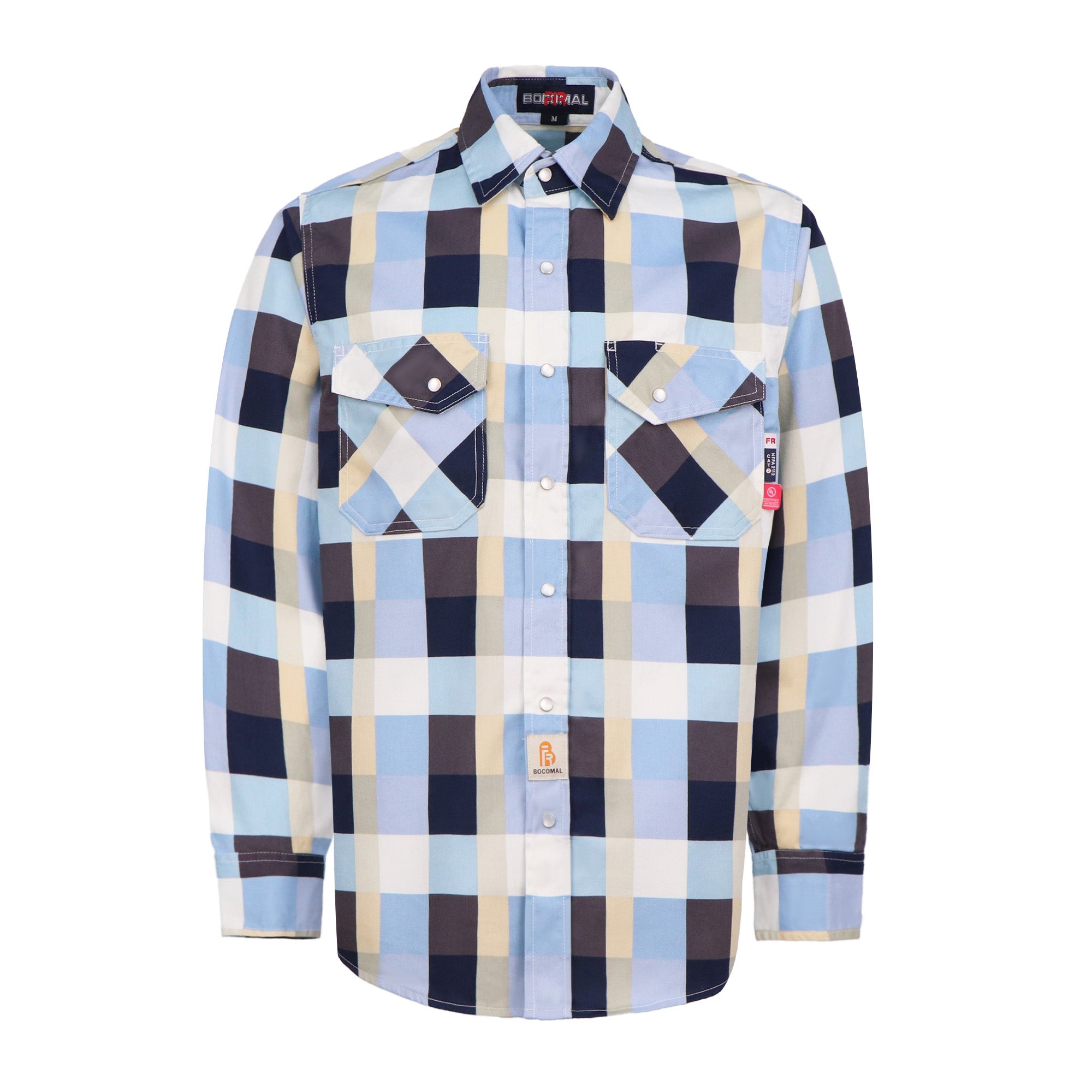 6.5OZ Printed Plaid Shirts With Pearl Snap (Final Sale)-3916