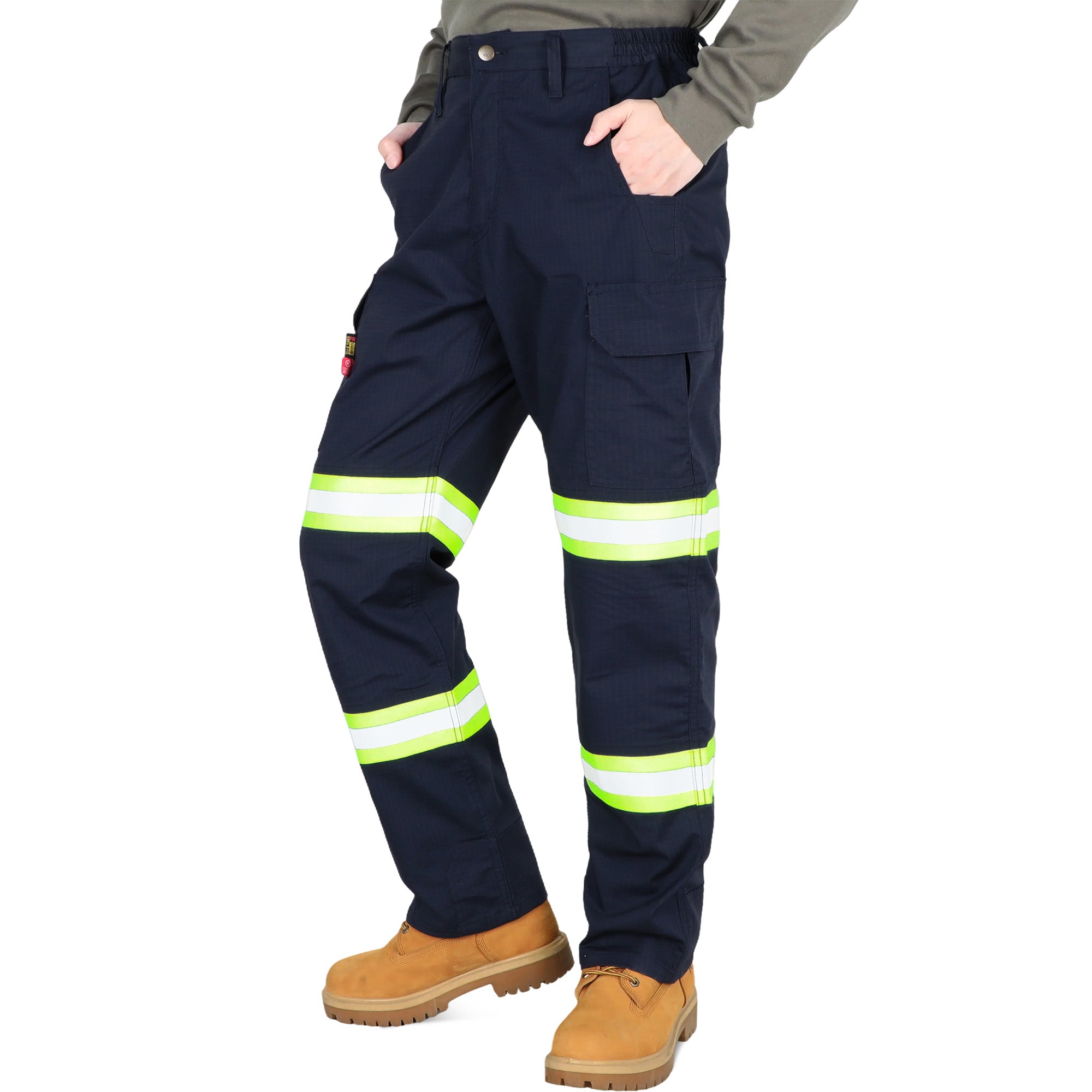 7OZ Hi Vis Rip-Stop FR Reflective Cargo Work Pants-A828HV