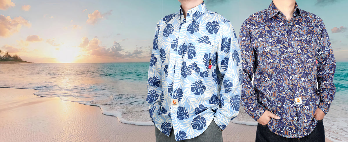 6.5OZ Printed Hawaii Lightweight Button Down FR Shirts-0816A