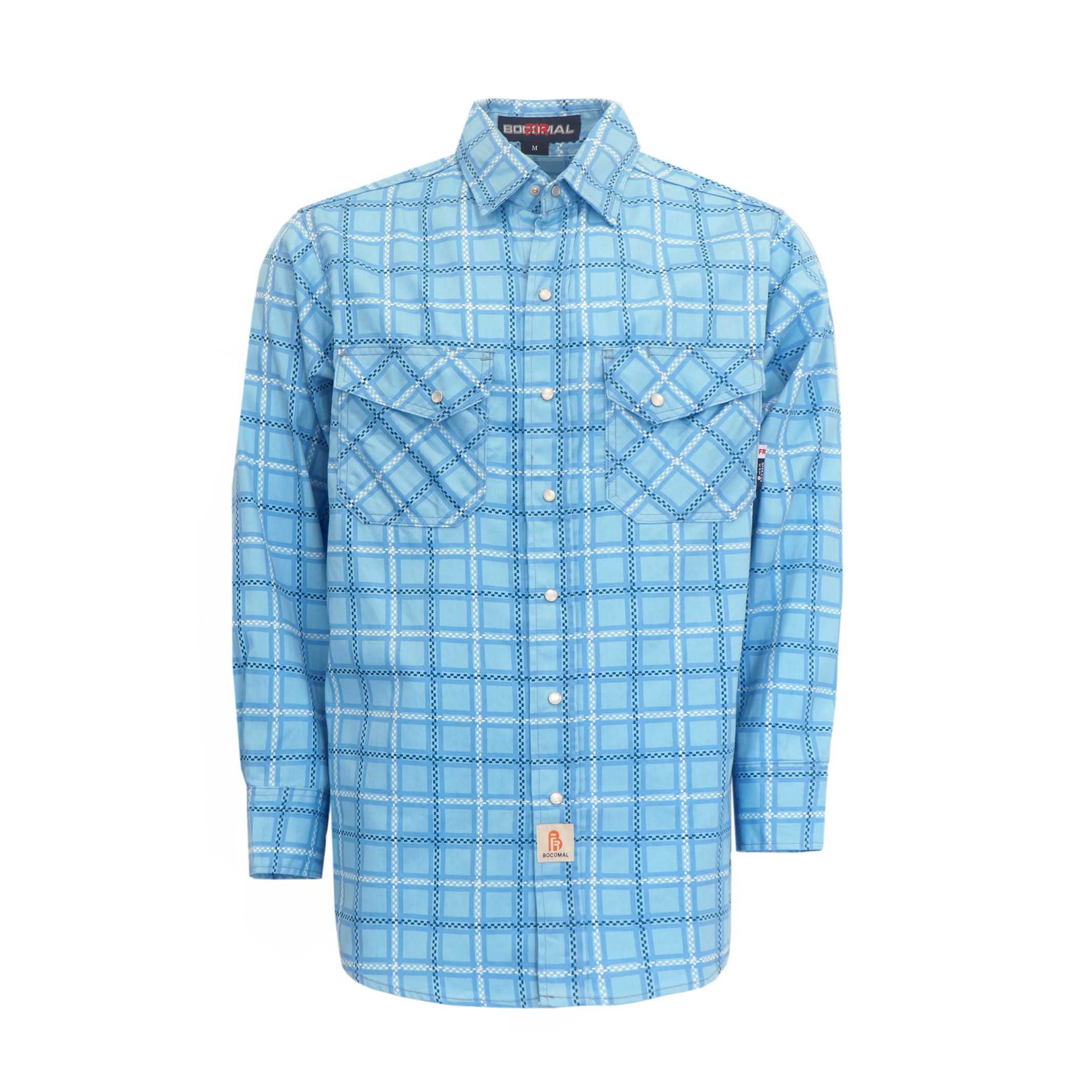 6.5OZ Printed Plaid Shirts With Pearl Snap (Final Sale)-3916
