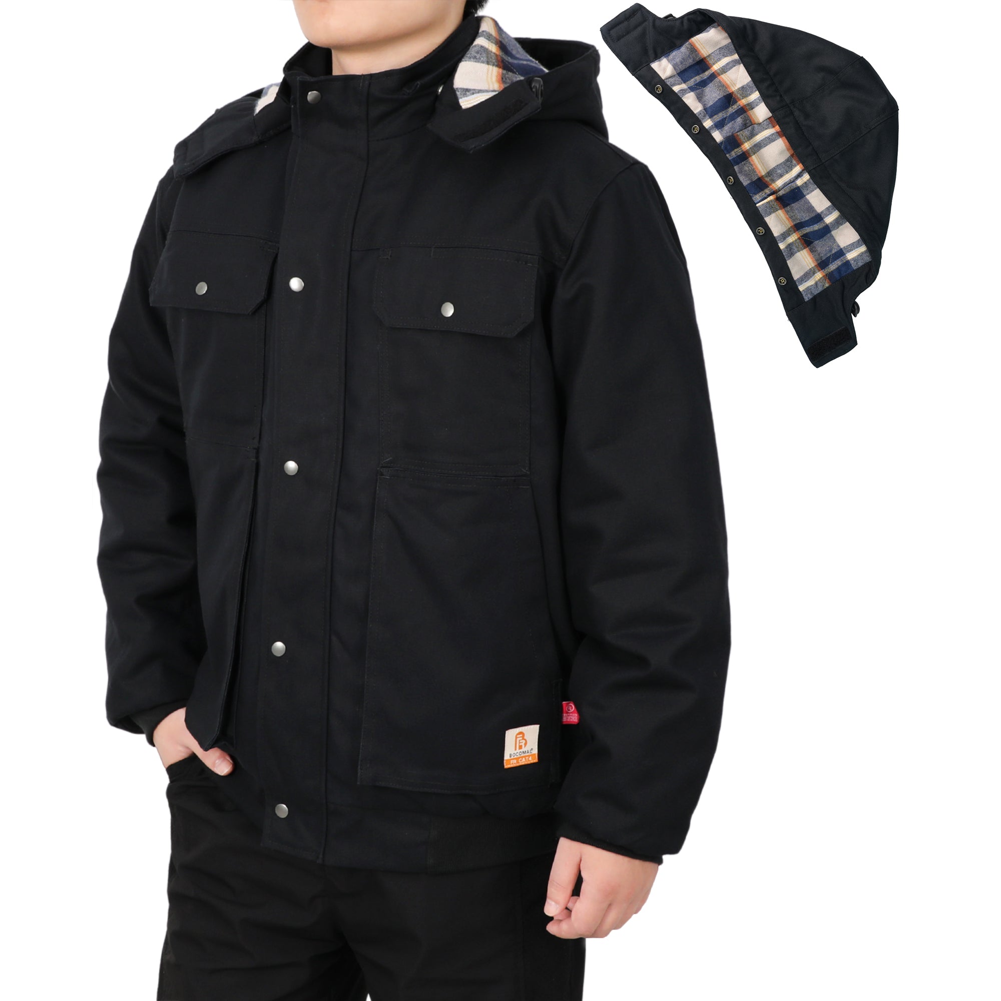 FR Jacket Insulated Heavyweight Canvas Flannel Lined,Detachable Hood -8804