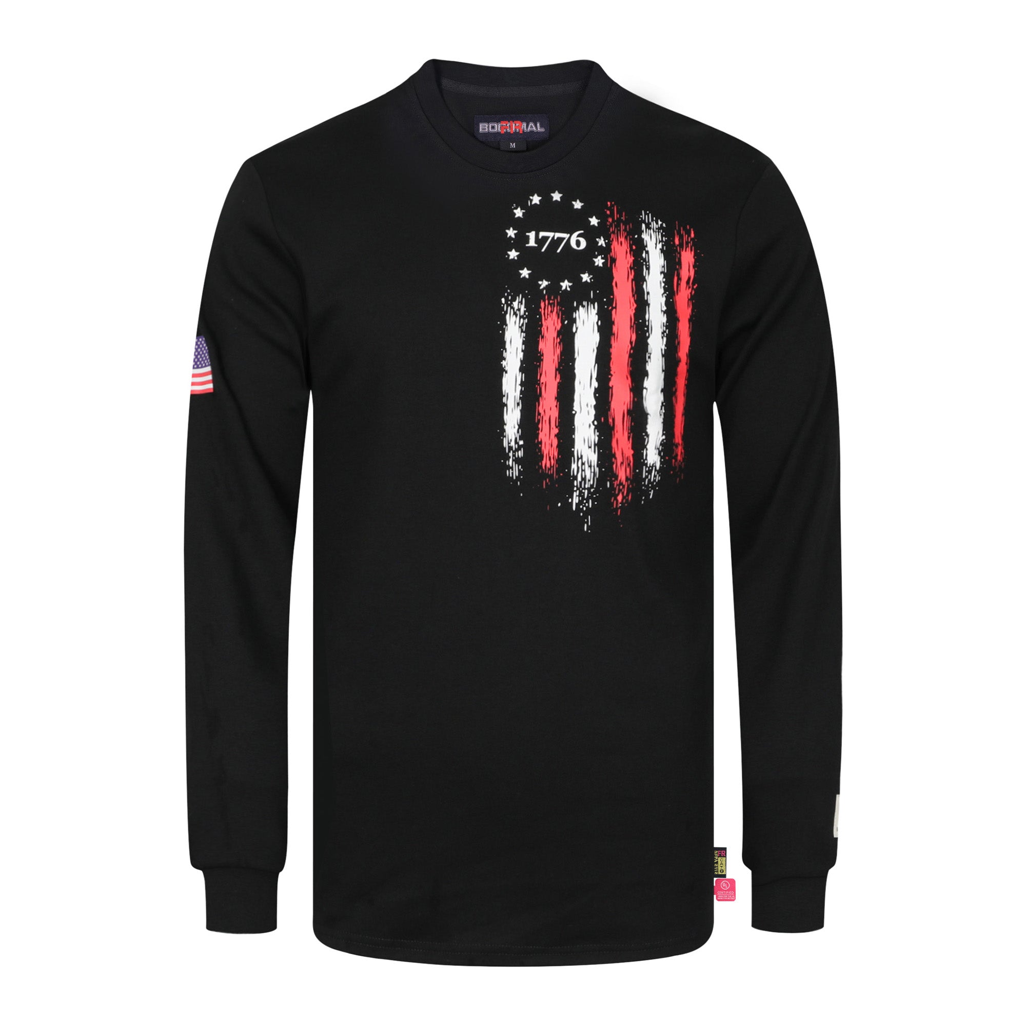 7OZ Midweight FR Flag/Skull Print Henley T-Shirts -D1203-002