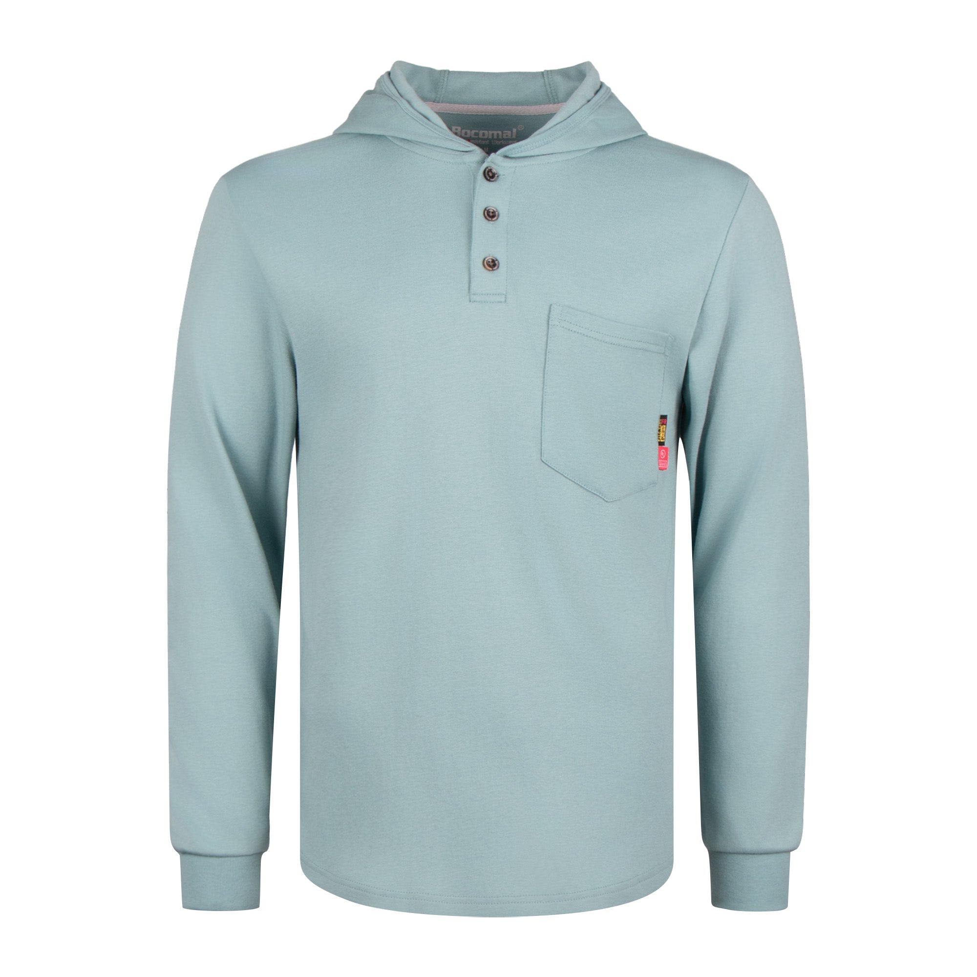 7OZ Cotton Flame-Resistant Hooded Henley T-Shirt (Clearance: Limit 2pcs)- B103