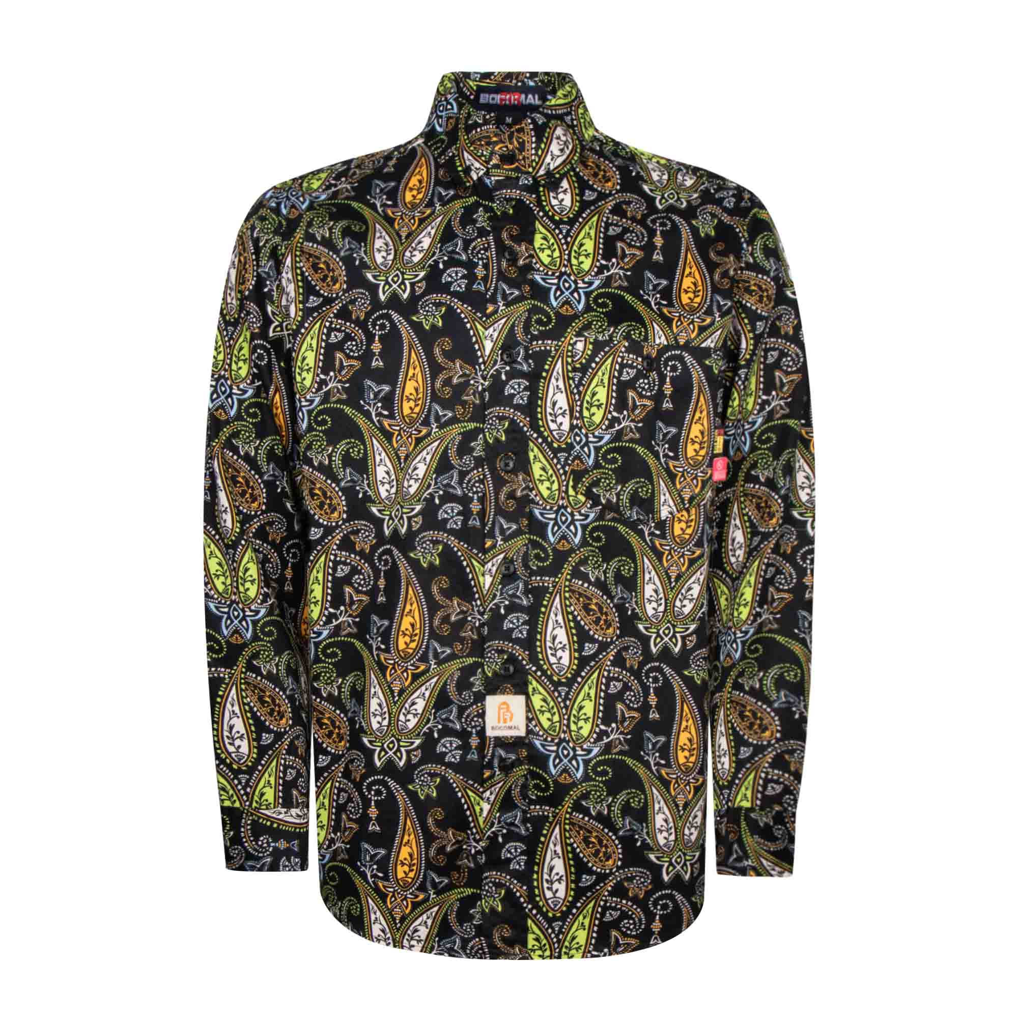 Paisley pattern in green workshirt