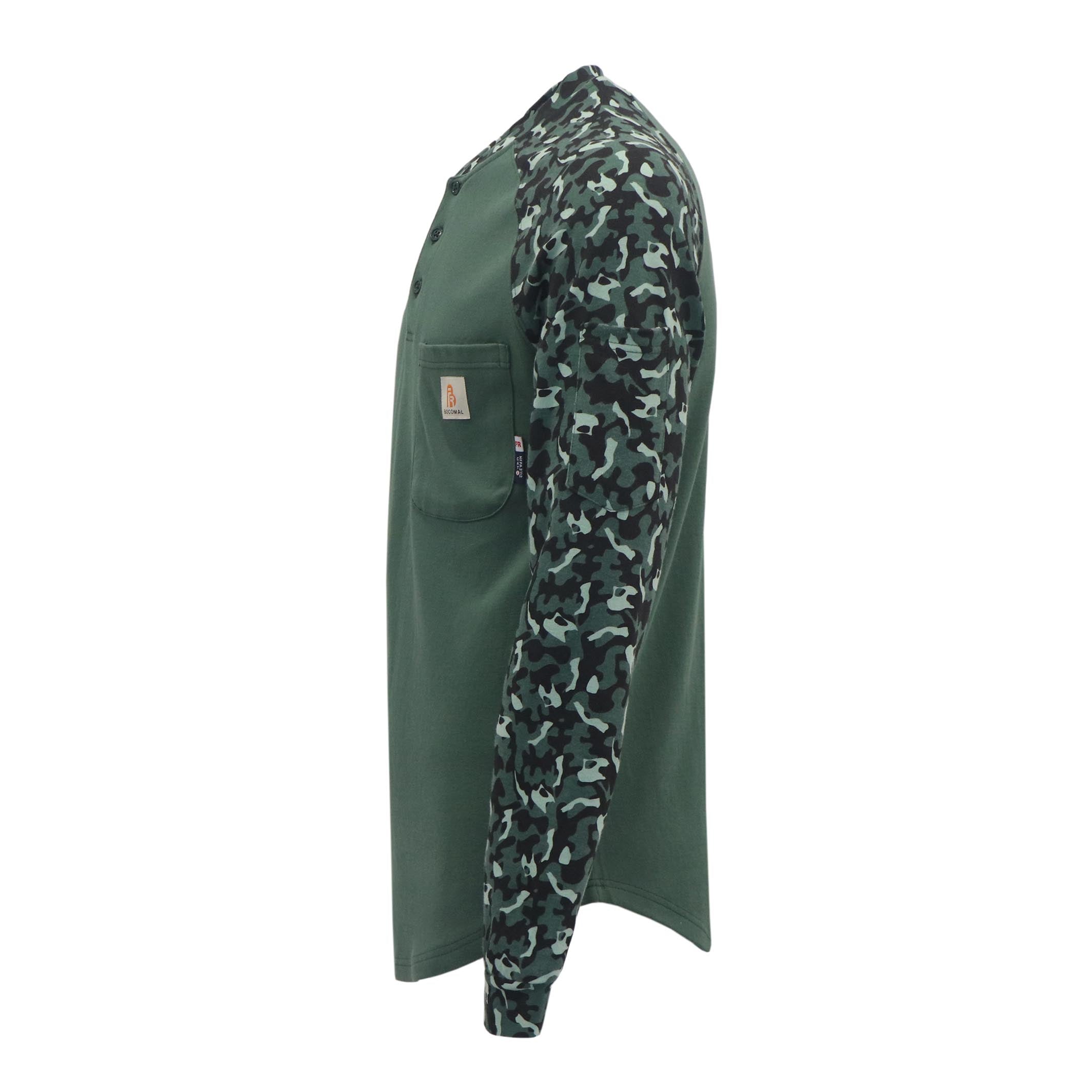 7OZ Button Pullover T-Shirt/Camouflage-5703