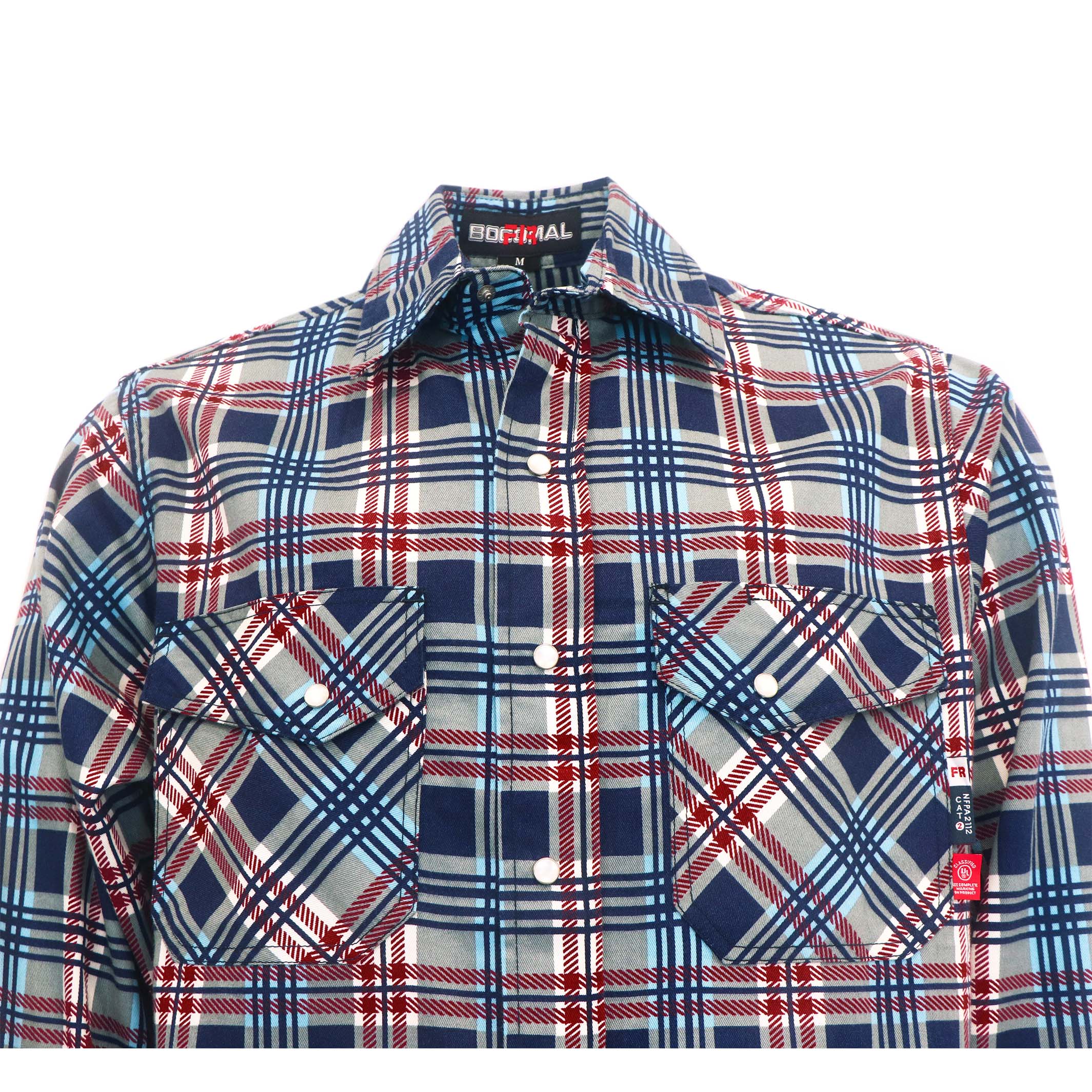 6.5OZ Printed Plaid Shirts With Pearl Snap (Final Sale)-3916