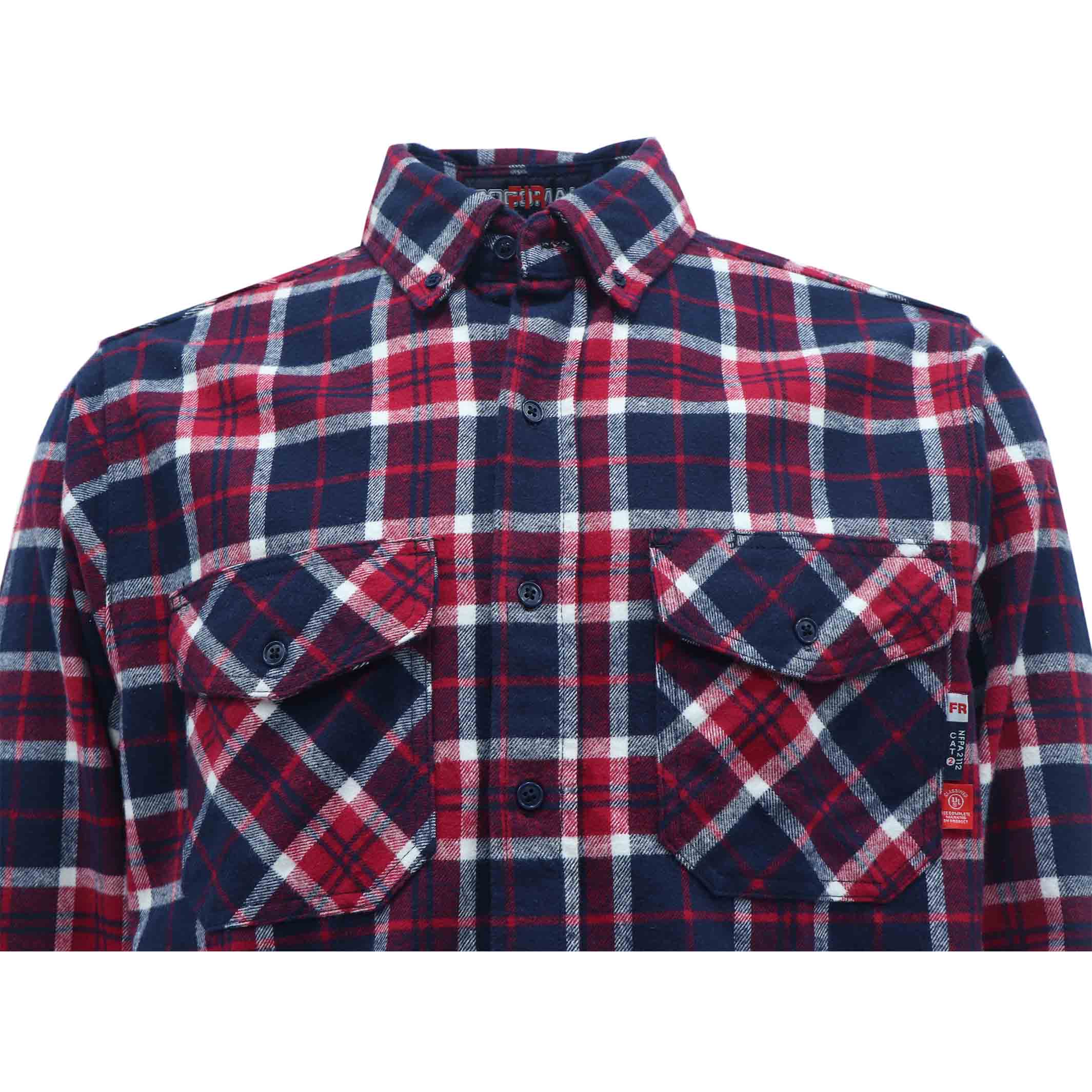 9.5OZ Plaid Flannel Shirts With Button-3818